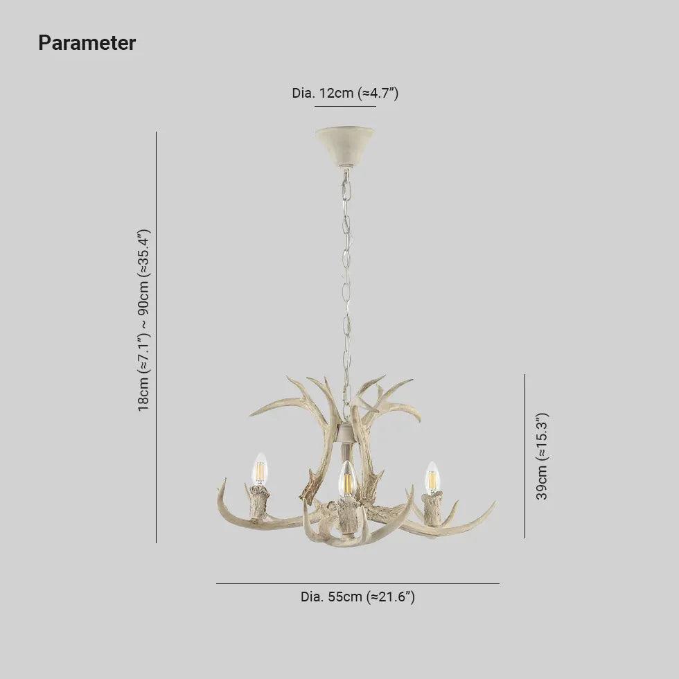 Faux Antler White Candelabra Branch Chandelier - Rustic Farmhouse Ceiling Light Fixture for Dining Room, Bedroom & Cabin Decor