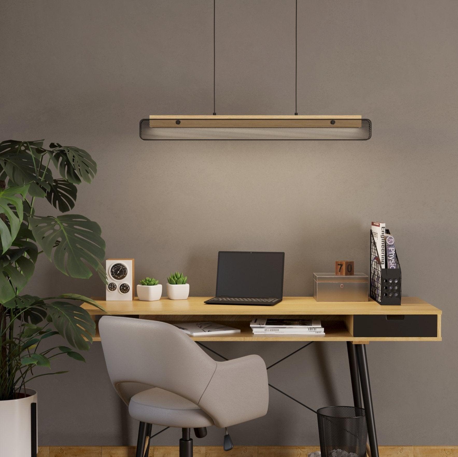 Eglo Connect Kokomo Z Smart LED Pendant Light - Black Metal Mesh & Rubberwood Design - Dimmable WiFi Control for Kitchen, Dining Room, Bedroom