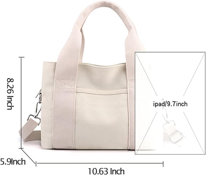 Stylish Canvas Tote Bags for Women - Large Shoulder Hobo Handbag with Multiple Pockets, Durable Satchel Purse for Work, Travel & Daily Use | Fashionable Casual Bag 2023 Collection