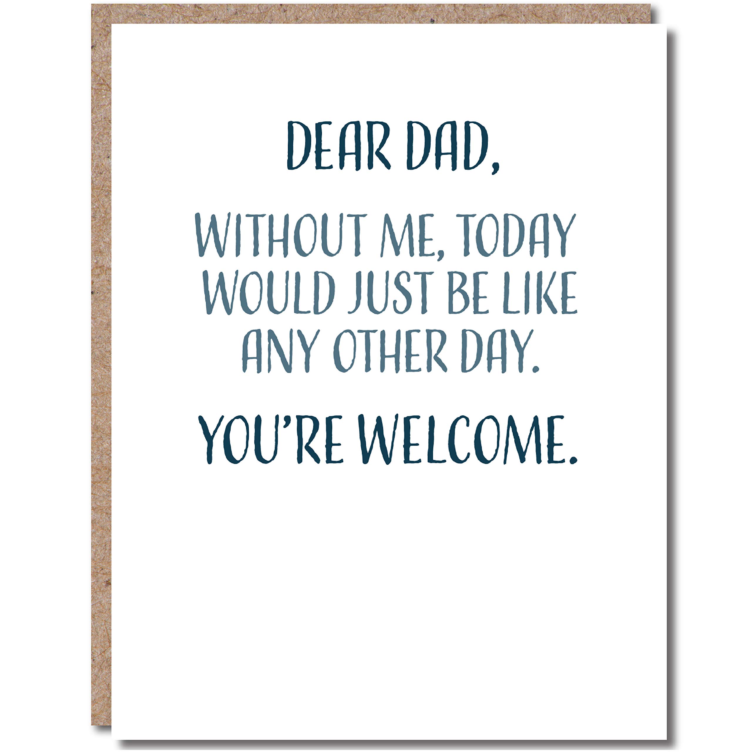 Funny Fathers Day Card from Daughter or Son, Blank Inside Greeting Card for Dad, 4.25 X 5.5 with Envelope, Perfect for Office, Home, or Gift Giving