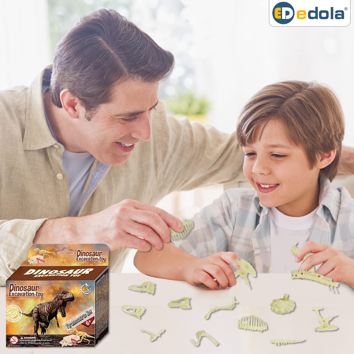Dinosaur Fossil Dig Kit for Kids - 2 Pack STEM Science Kit with Triceratops & Tyrannosaurus Bones | Educational Archaeology Toy for Boys & Girls | Perfect for Birthday Gifts & Classroom Activities