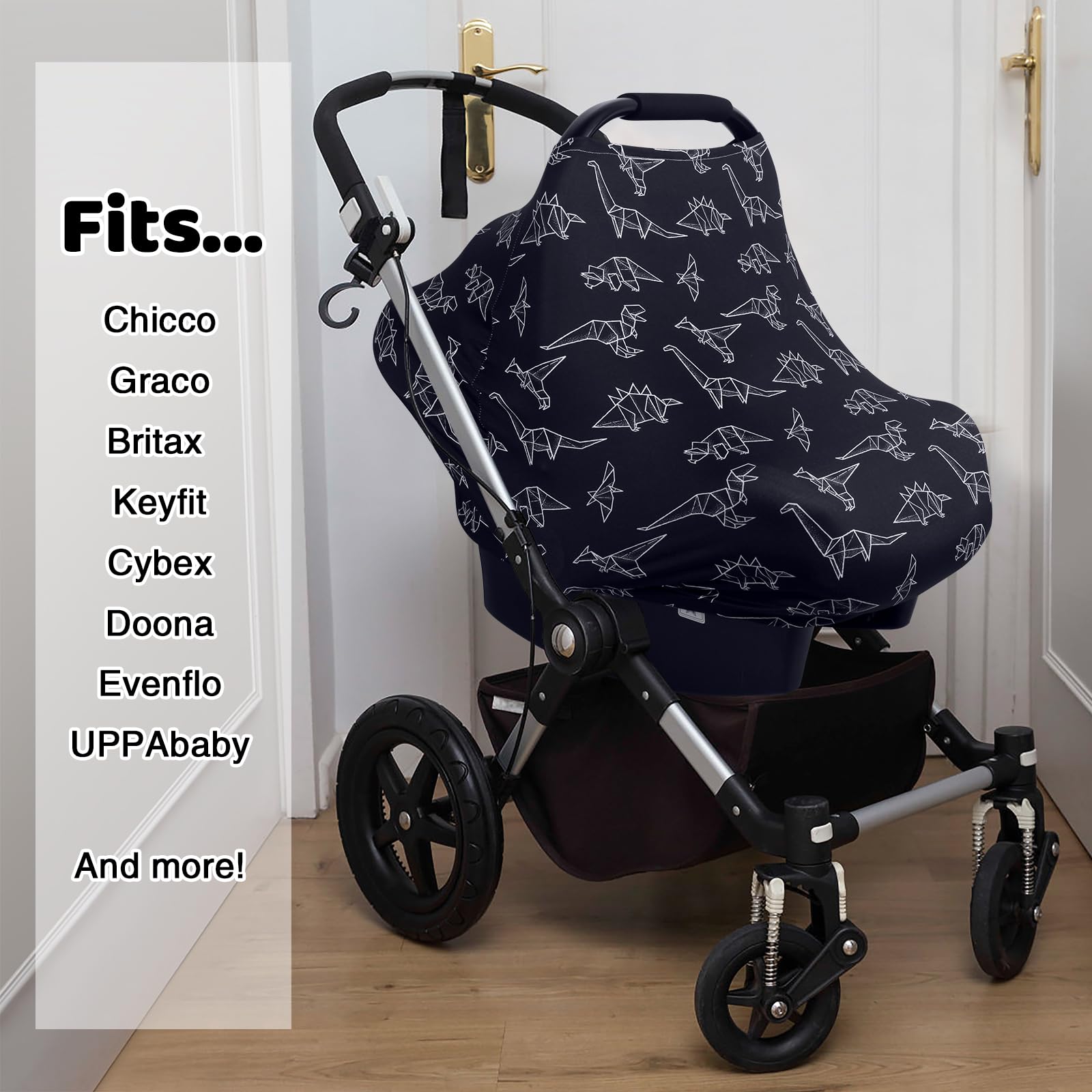 Rquite Baby Car Seat Cover - Breathable Infant Canopy & Nursing Cover for Breastfeeding, Stretchable & Comfortable for Boys & Girls - Perfect for Strollers, Shopping Carts & Outdoor Activities