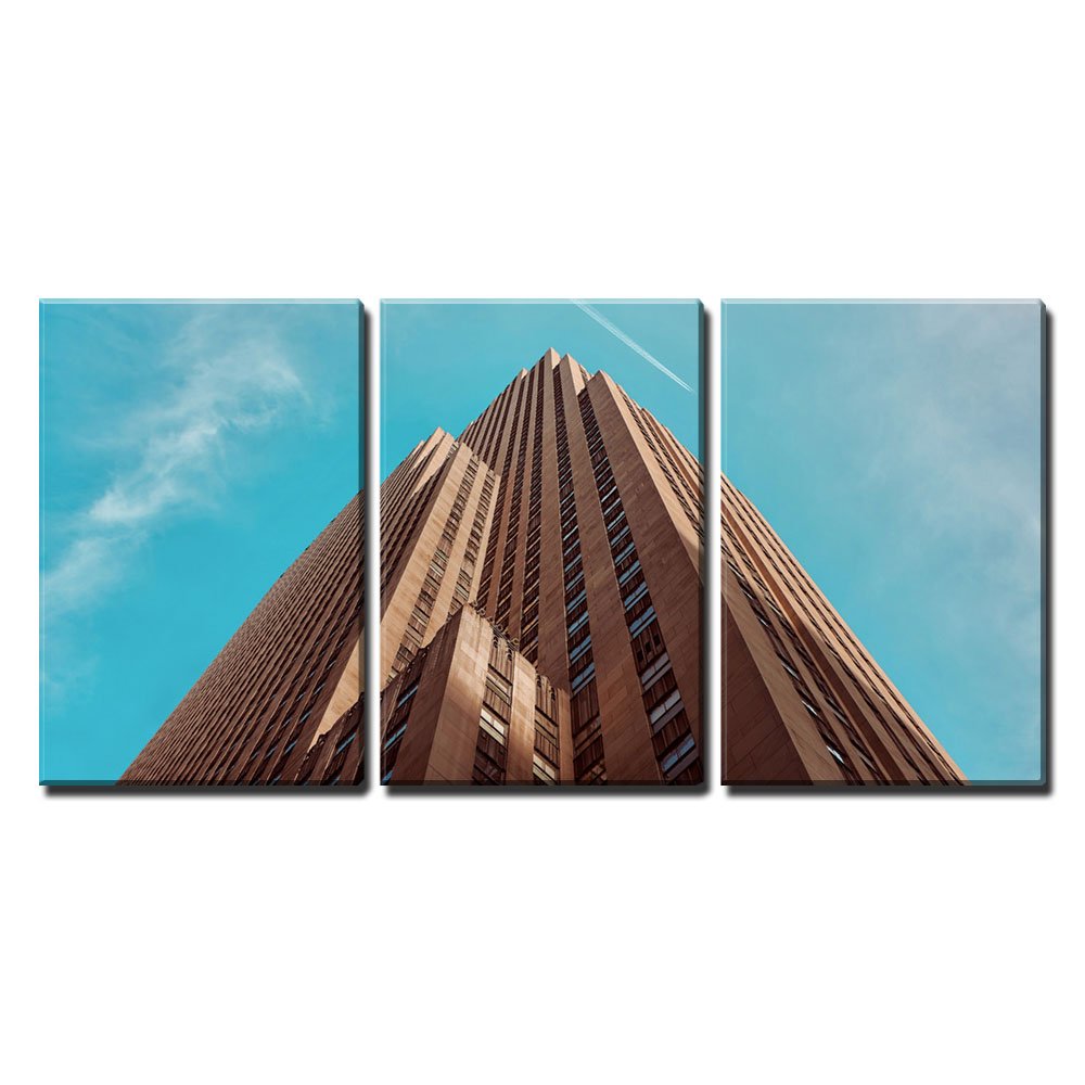 Wall26 - 3 Piece Canvas Wall Art Set - Contemporary Cityscape with Blue Sky - Modern Framed Home Decor for Living Room & Bedroom - 24x36 Inch Stretched Ready to Hang Paintings (Set of 3 Panels)
