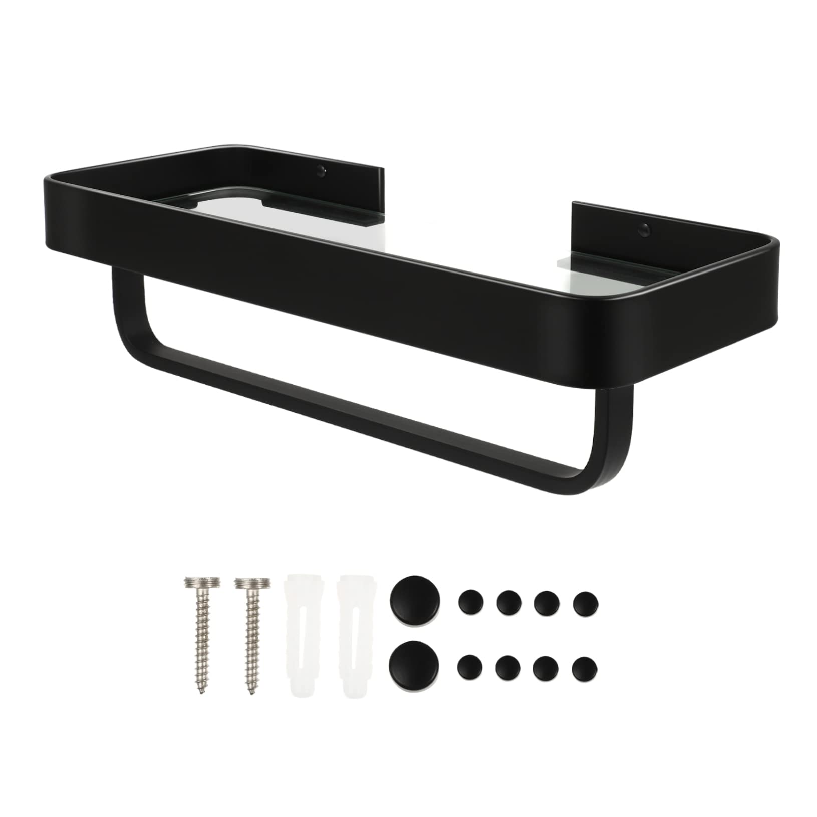 Artibetter Wall Shelf - Glass Corner Shelf for Kitchen, Bathroom & Makeup Storage with Towel Bar - Perfect for Organizing Spices, Cosmetics & Bathroom Essentials