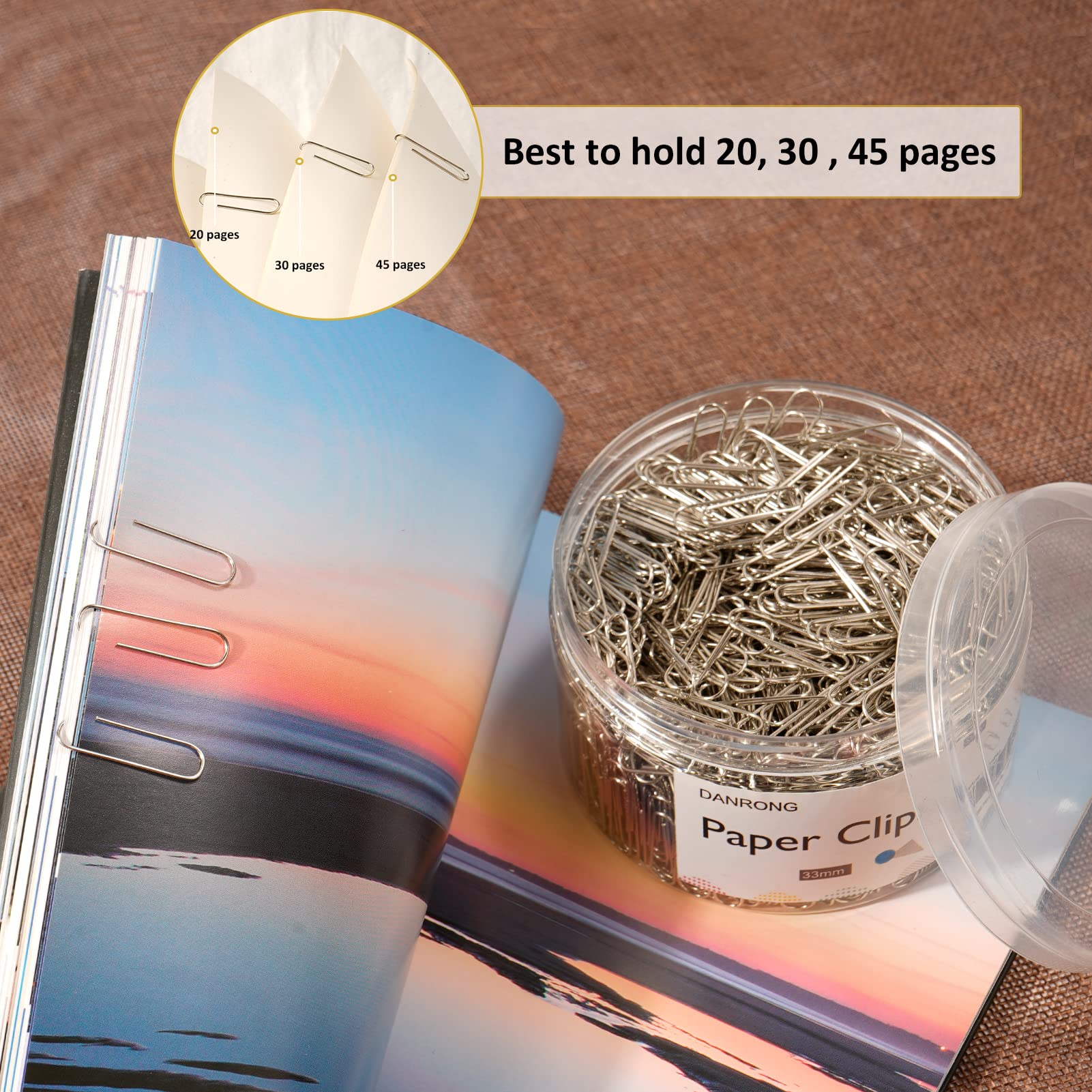 750 Pack Silver Medium Paper Clips 1.3 Inch (33mm) - Bulk Office & School Supplies for Organizing Documents, DIY Crafts, and Daily Use - Durable & Rust-Resistant Paperclips for Filing, Scrapbooking, and Home Office Organization