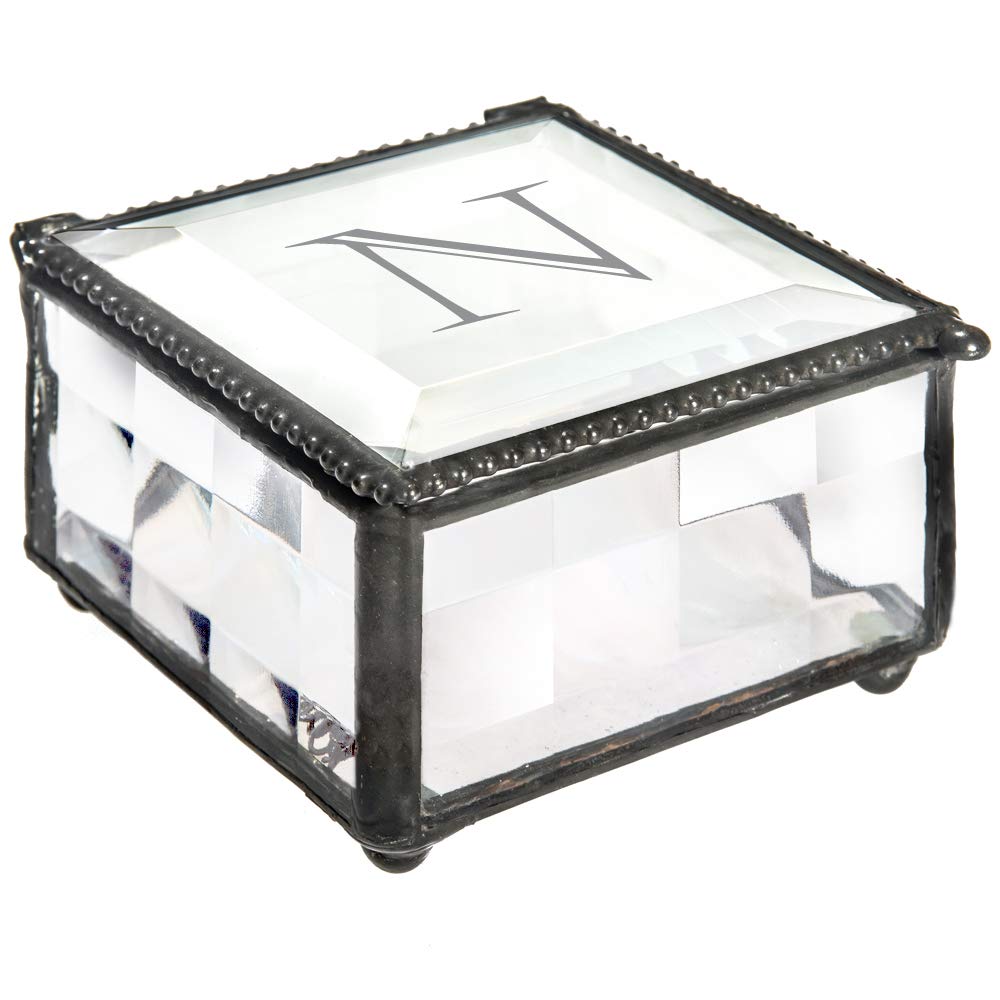 Personalized Monogrammed Glass Jewelry Trinket Box - J Devlin Art Box 333 EB208-1 - Perfect for Gift Giving, Wedding Favors & Keepsake Storage