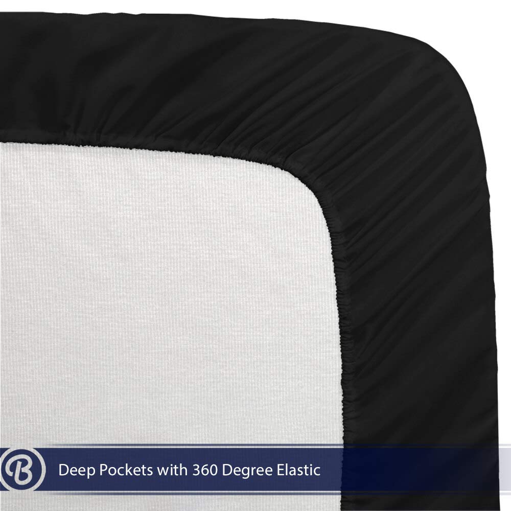 Bare Home Split King Coverlet Set + Microfiber Sheet Set - Diamond Stitched Lightweight Bedspread - Ultra Soft Cooling Bedding - Grey Coverlet & Black Sheets for Master Bedroom, Guest Room, Hotel