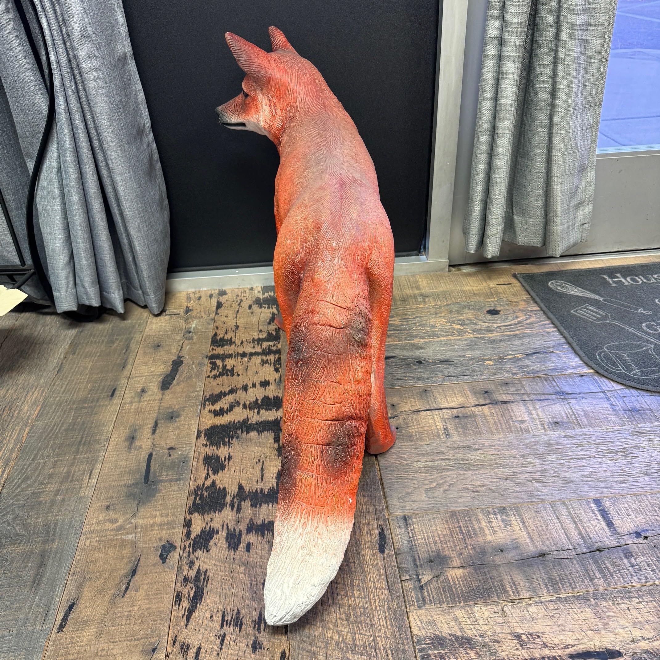 LM Treasures Realistic Red Fox Life Size Statue - Handcrafted Animal Sculpture for Home Decor, Garden Display & Wildlife Enthusiasts
