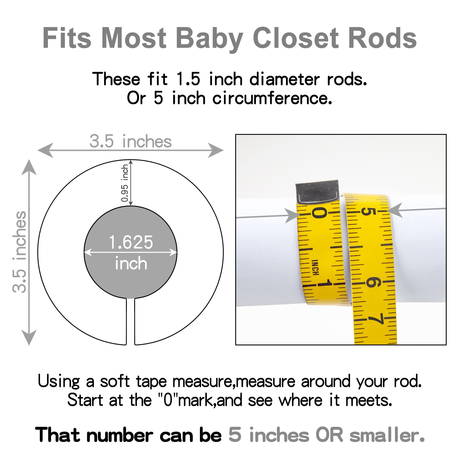 Pro Goleem Baby Closet Dividers - 6-Pack Gray Nursery Organizer for Baby Clothes (Fits 1.5