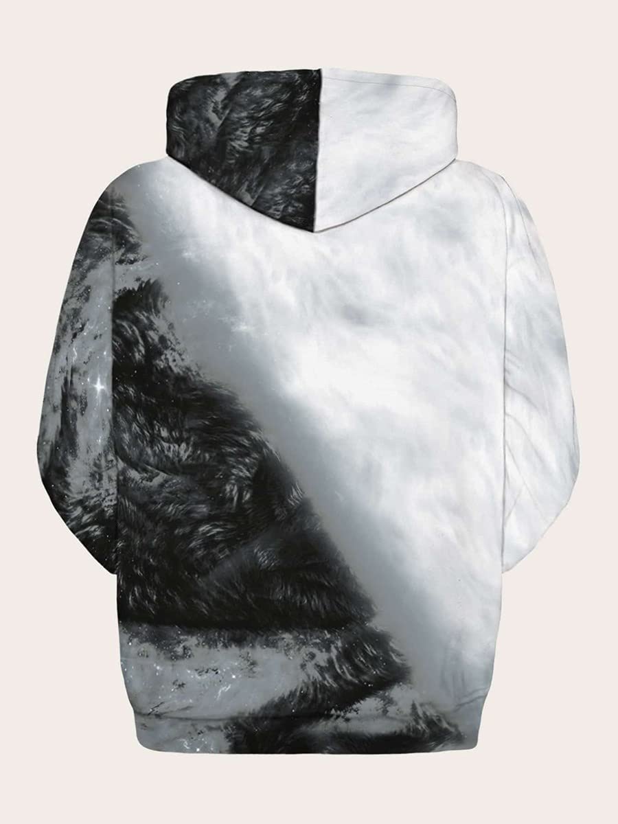 3D Wolf Print Men's Hip Hop Hooded Sweatshirt - Tie Dye Anime Graphic Personalized Jumper Hoodie (Multi Color, XXL) for Streetwear Fashion & Casual Outfit