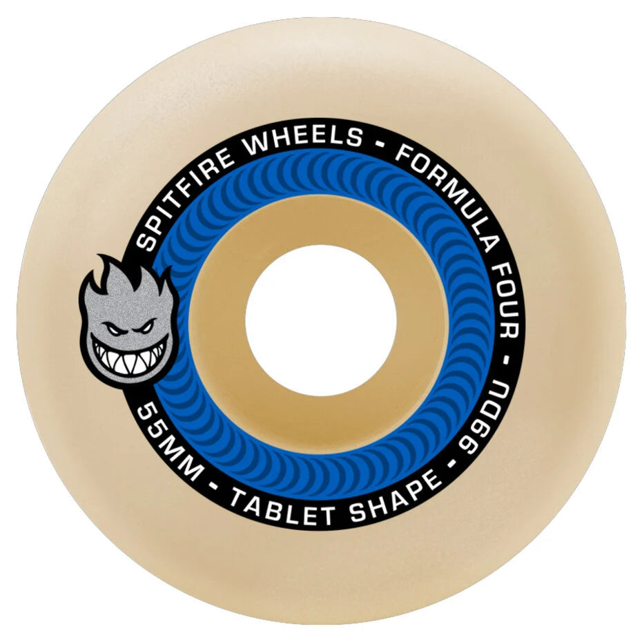 Spitfire Tablet Formula Four Natural Wheels 55mm 99D - Premium Skateboard Wheels for Smooth Rides on Streets and Parks