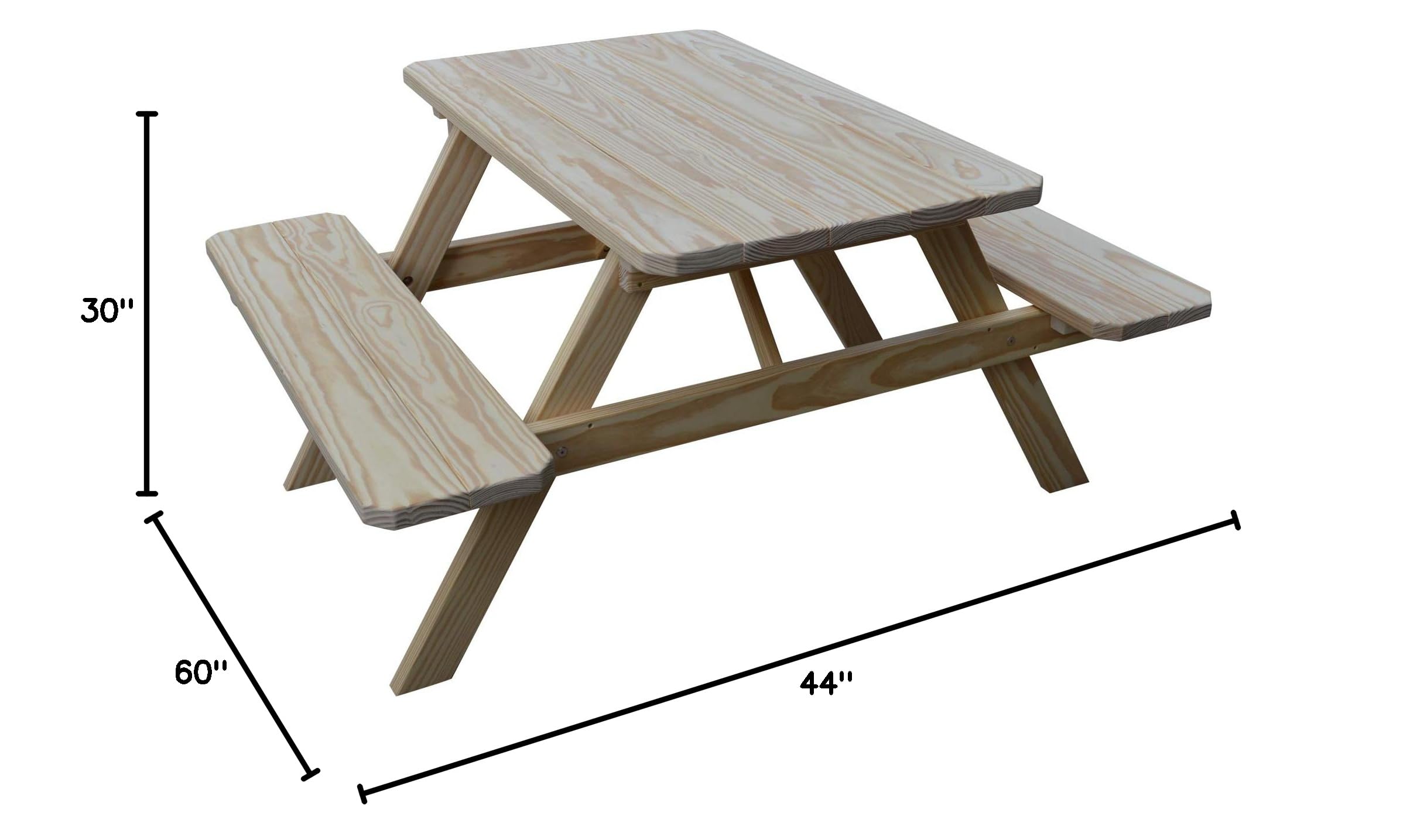 Pine Wood 4-Foot Dining Table with Attached Benches - Black - Farmhouse Style Kitchen Furniture for Small Spaces | Perfect for Breakfast Nooks, Tiny Homes & Cozy Dining Areas