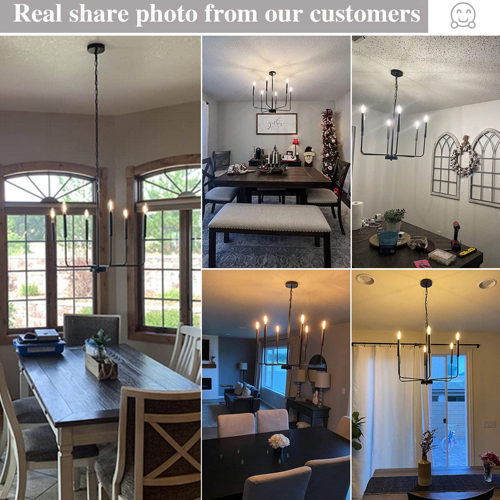Matte Black Farmhouse Chandelier - 8-Light Rustic Industrial Ceiling Fixture (37 Inch) for Dining Room, Living Room, Bedroom, Kitchen Island & Foyer | Perfect for Farmhouse Decor, Modern Rustic Interiors & Candle-Style Lighting