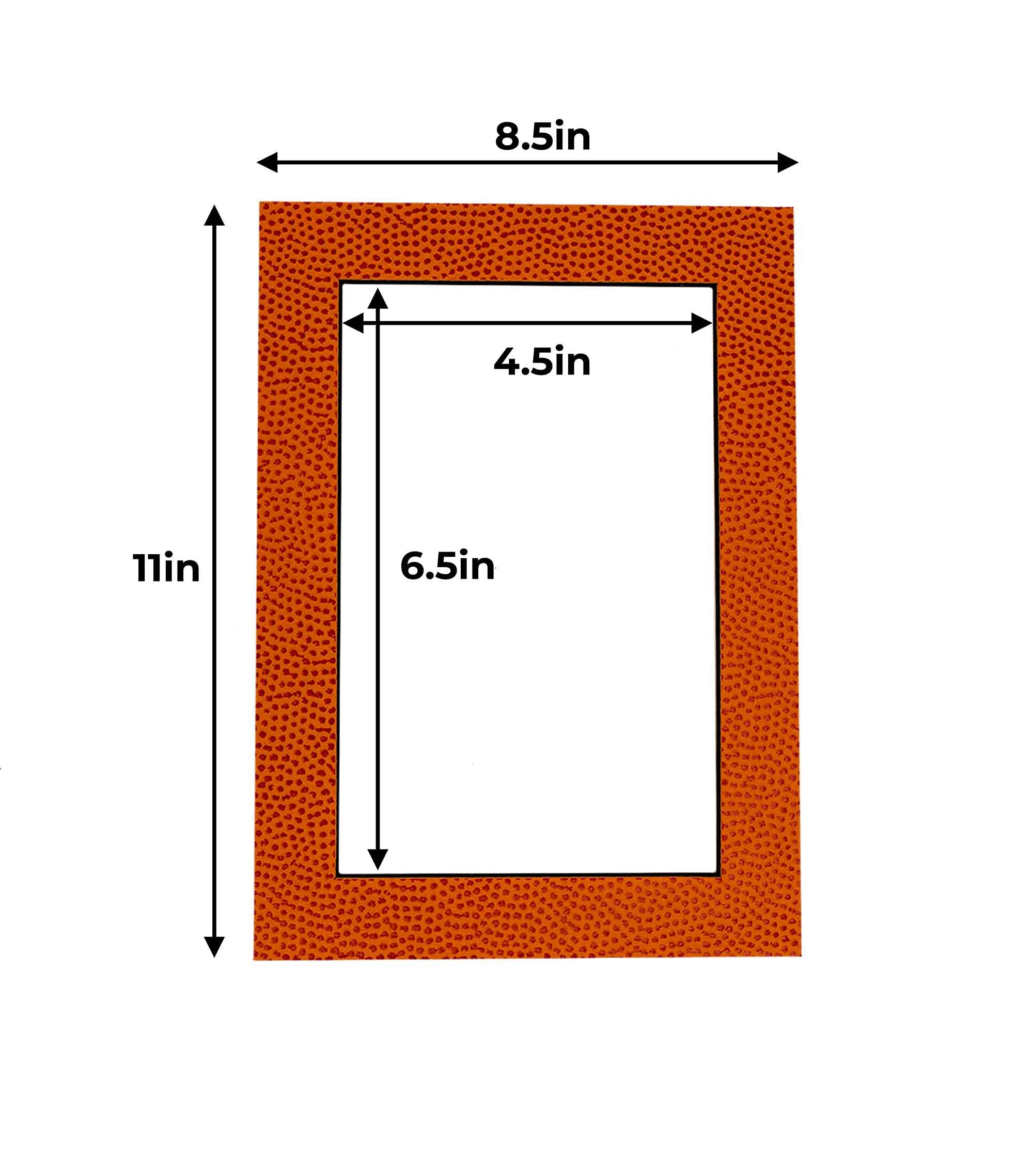 8.5x11 Inch Acid-Free Basketball Texture Matboard - Precut Bevel Cut 5x7 Photo Display Mat for Picture Frames (Pack of 25) - Perfect for Sports Memorabilia, Scrapbooking & Home Decor
