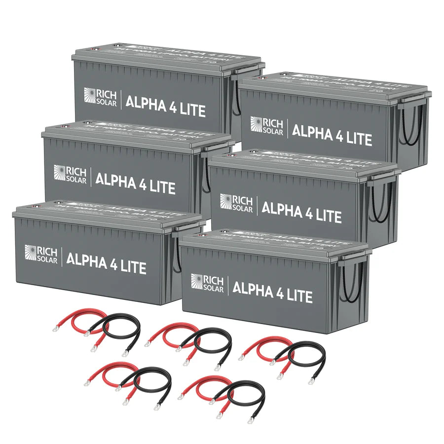 Rich Solar ALPHA 4 LITE 24V 200AH 800AH LiFePO4 Lithium Battery Bank - Deep Cycle Solar Battery for RV, Marine, Off-Grid & Home Energy Storage