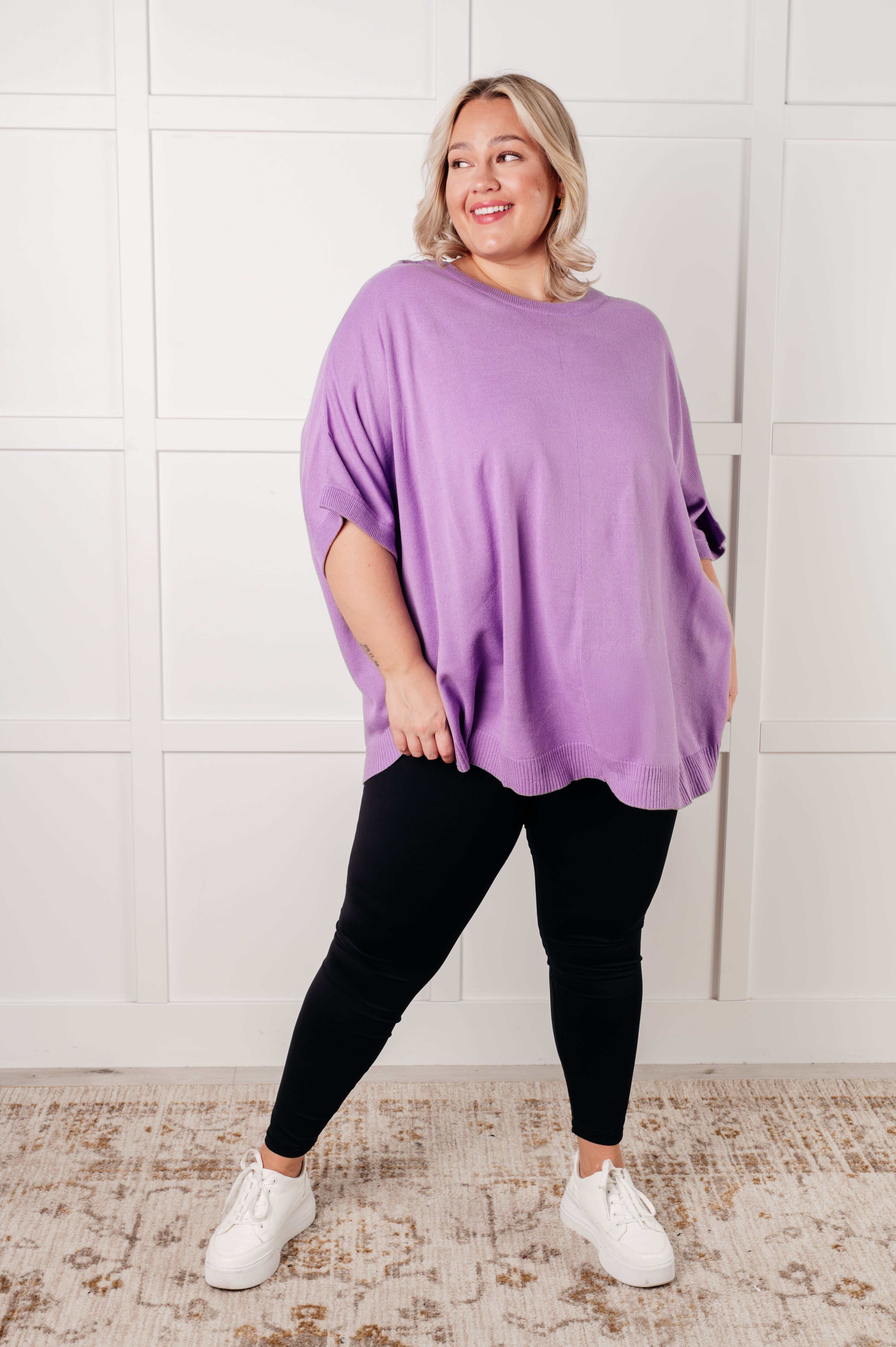 Lilac Whisper Dolman Sleeve Blouse - Women's Flowy Boho Chic Tunic Top for Casual Wear & Date Nights