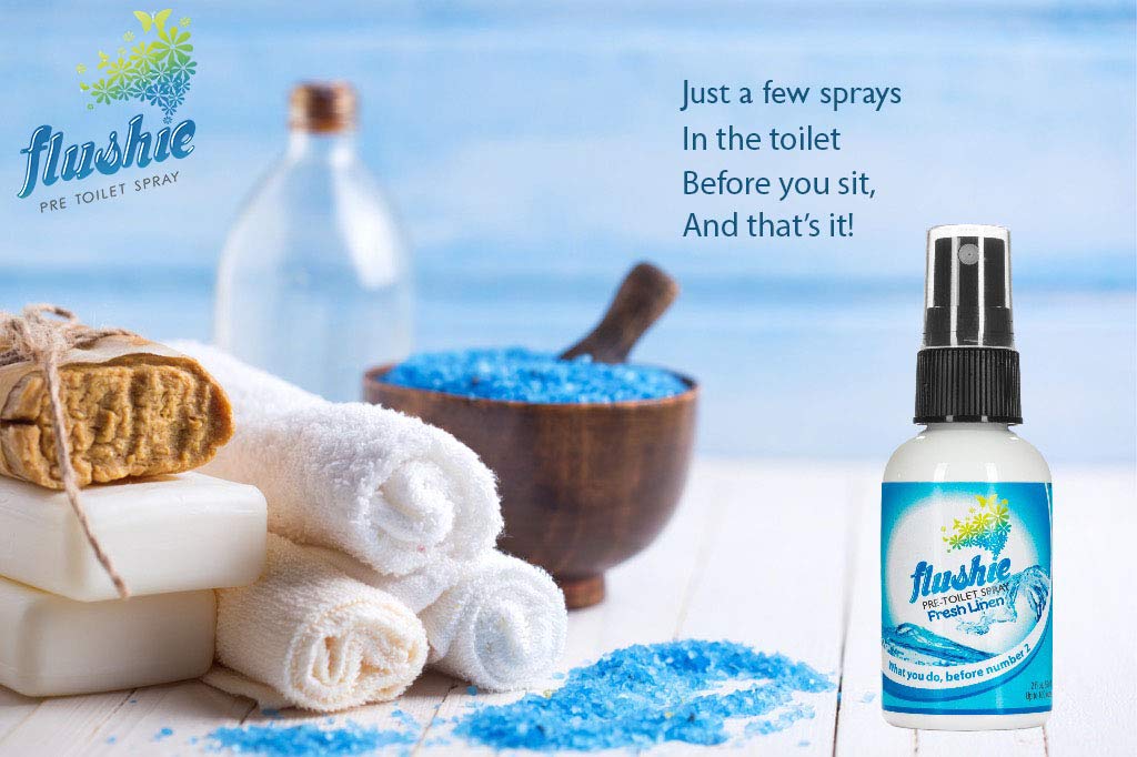Flushie Pre-Toilet Spray - Travel Size Toilet Deodorizer & Odor Eliminator for Bathroom - Natural Poop Smell Remover - Perfect for Home, Office & Travel Use