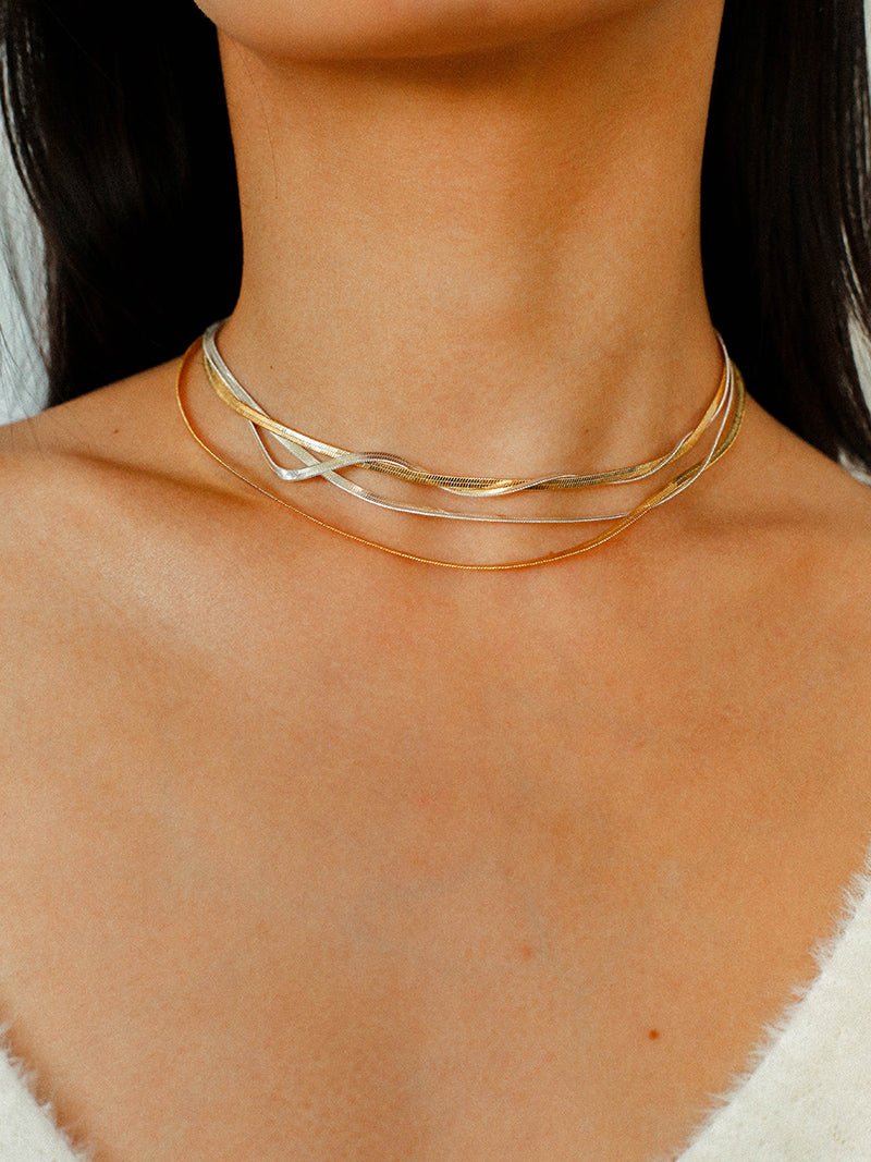 Elegant Gold & Silver Two-Tone Snake Chain Long Necklace for Women - Perfect for Parties, Weddings & Everyday Wear