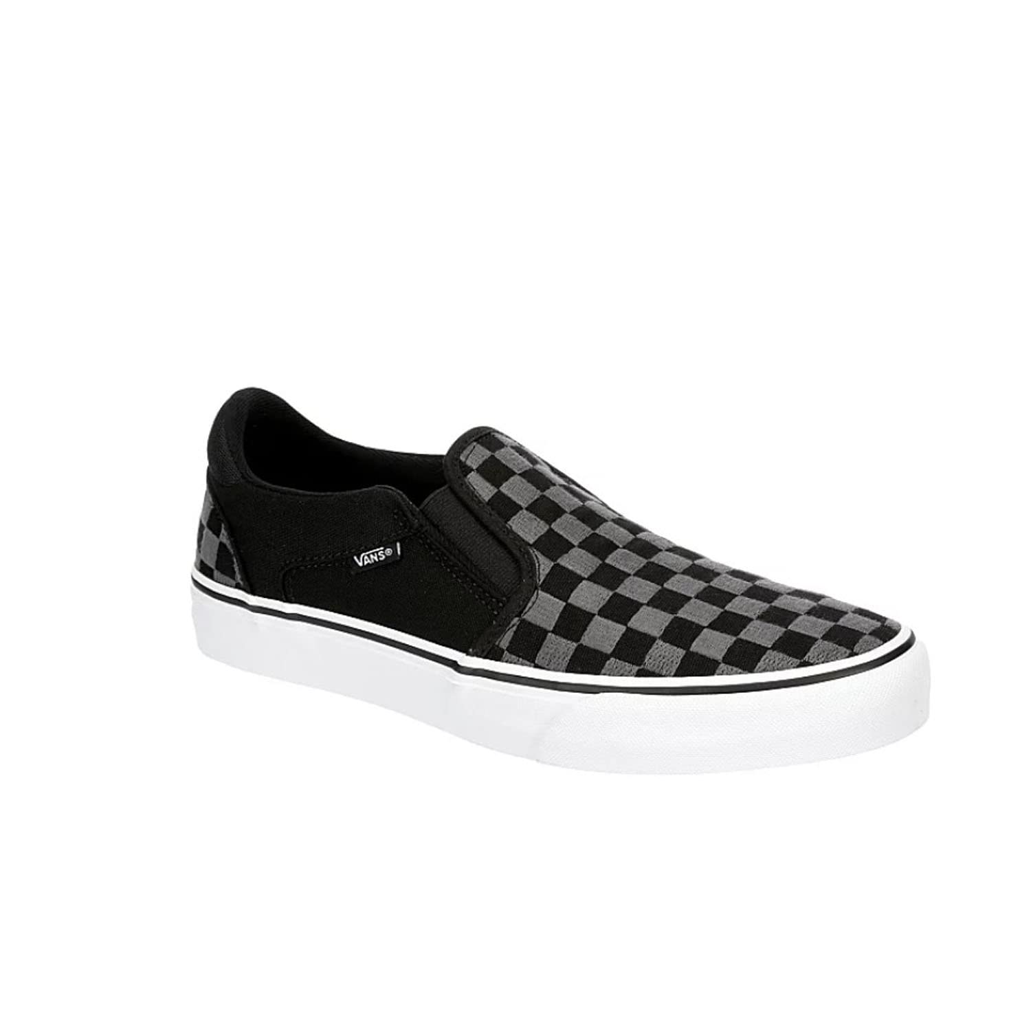 Vans Unisex Asher Deluxe Slip-On Sneakers - Black & White Checkerboard Low Top Casual Shoes for Men & Women | Perfect for Skateboarding, Streetwear Fashion & Everyday Comfort