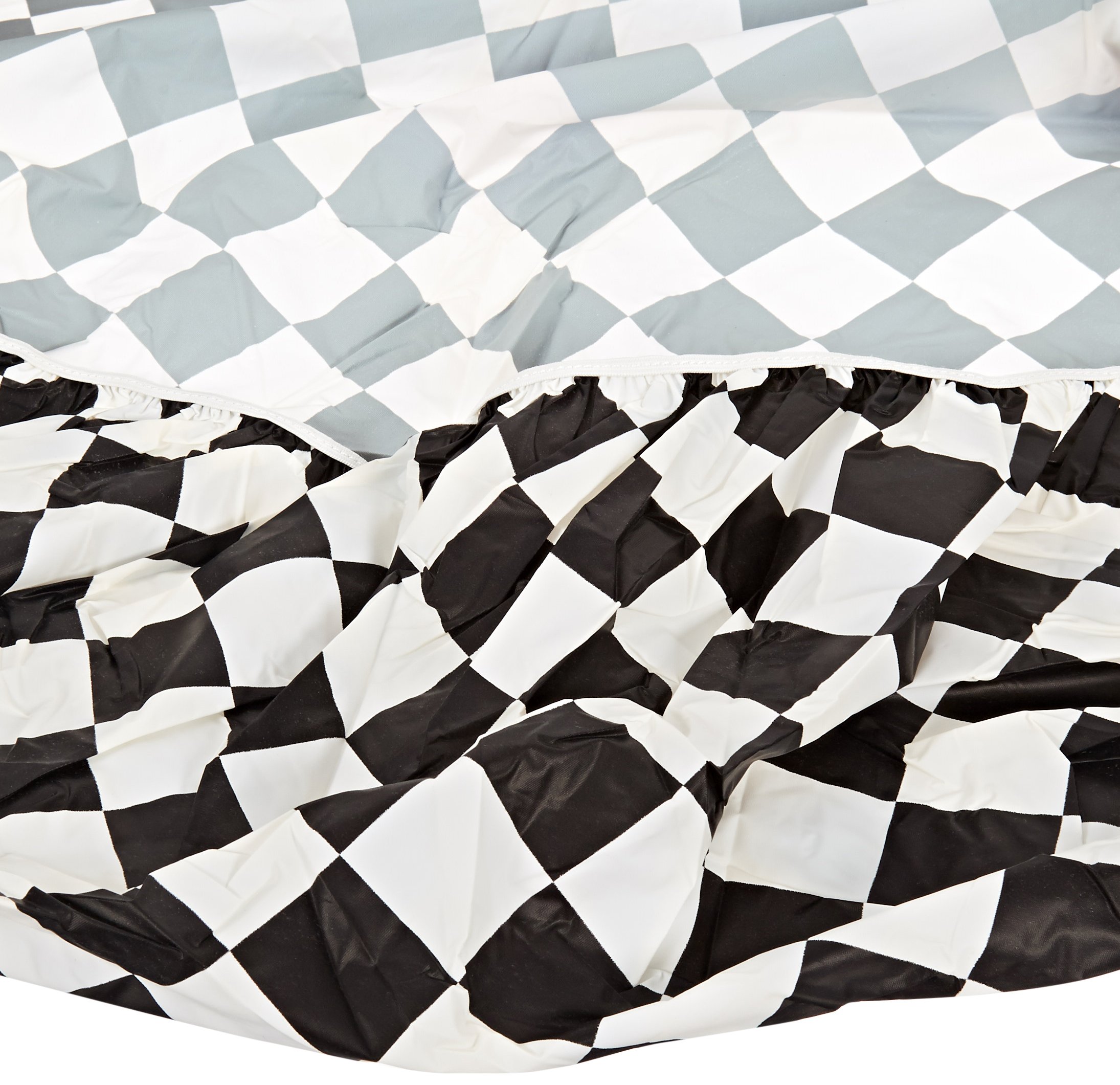 Kwik-Covers 72-BLKW 72-Inch Round Tablecloth - Black & White Checkered Fitted Table Cover (Case of 50) for Banquets, Parties, and Catering Events