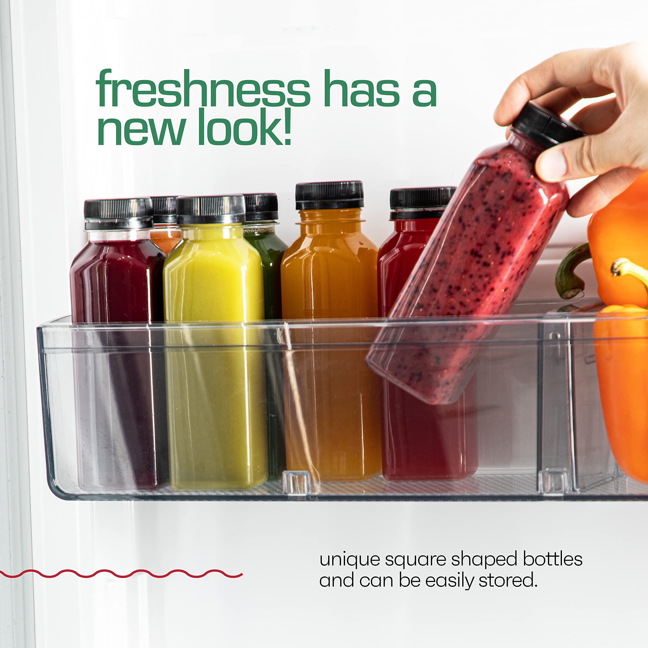12oz 20pcs BPA-Free Juice Bottles with Tamper Evident Lids - Shatterproof, Leakproof & Recyclable Drink Containers for Juicing, Fridge Storage & Meal Prep - Made in USA Disposable Juice Bottles for Smoothies, Cold Brew & Healthy Snacks On-The-Go