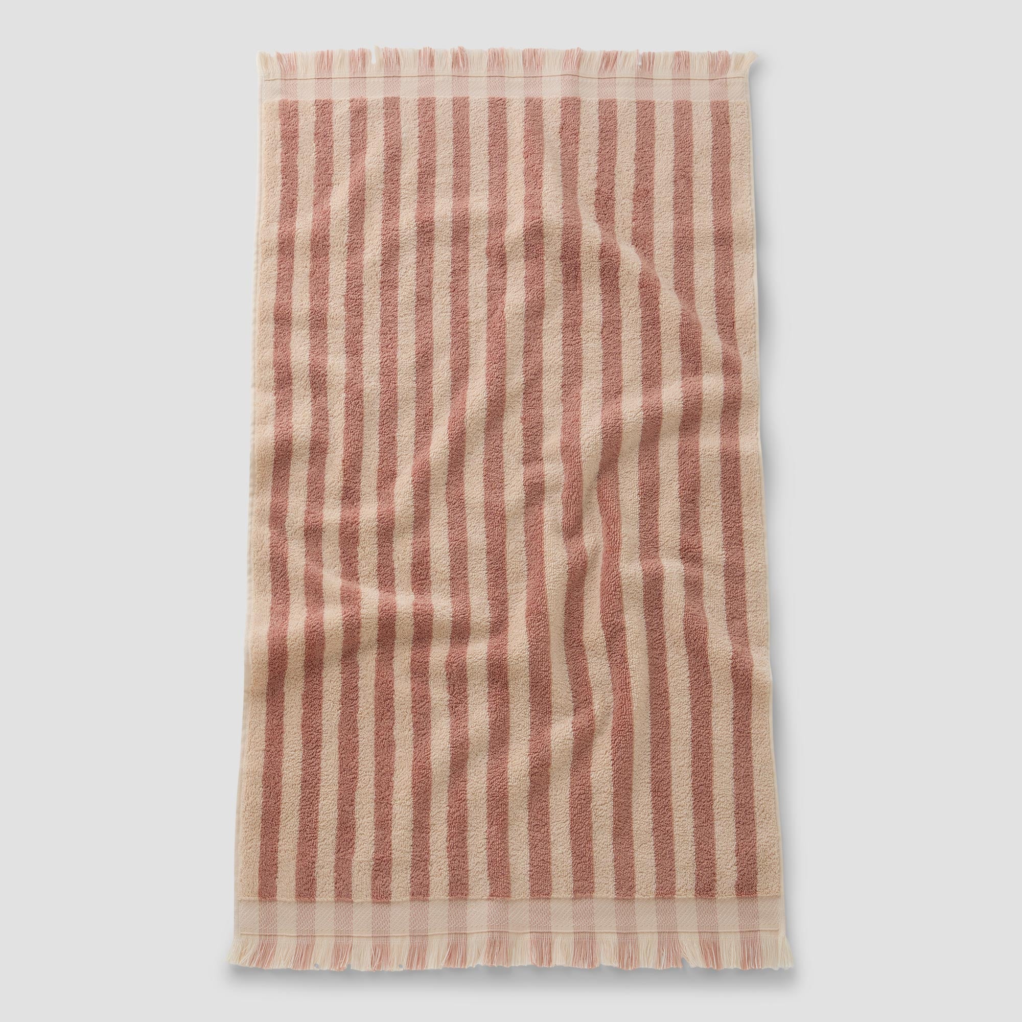 Premium Sand Shell Pembroke Stripe Cotton Bath Towels - Soft, Absorbent & Quick-Drying - Perfect for Beach, Spa & Luxury Bathroom Decor
