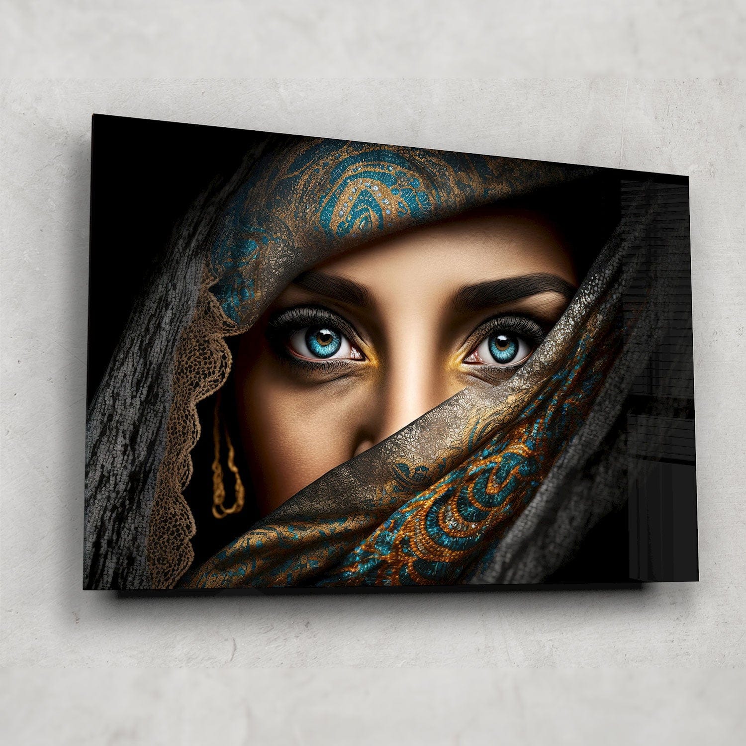 Blue Eyes Tempered Glass Wall Art - Elegant Home Decor for Living Room, Bedroom & Office