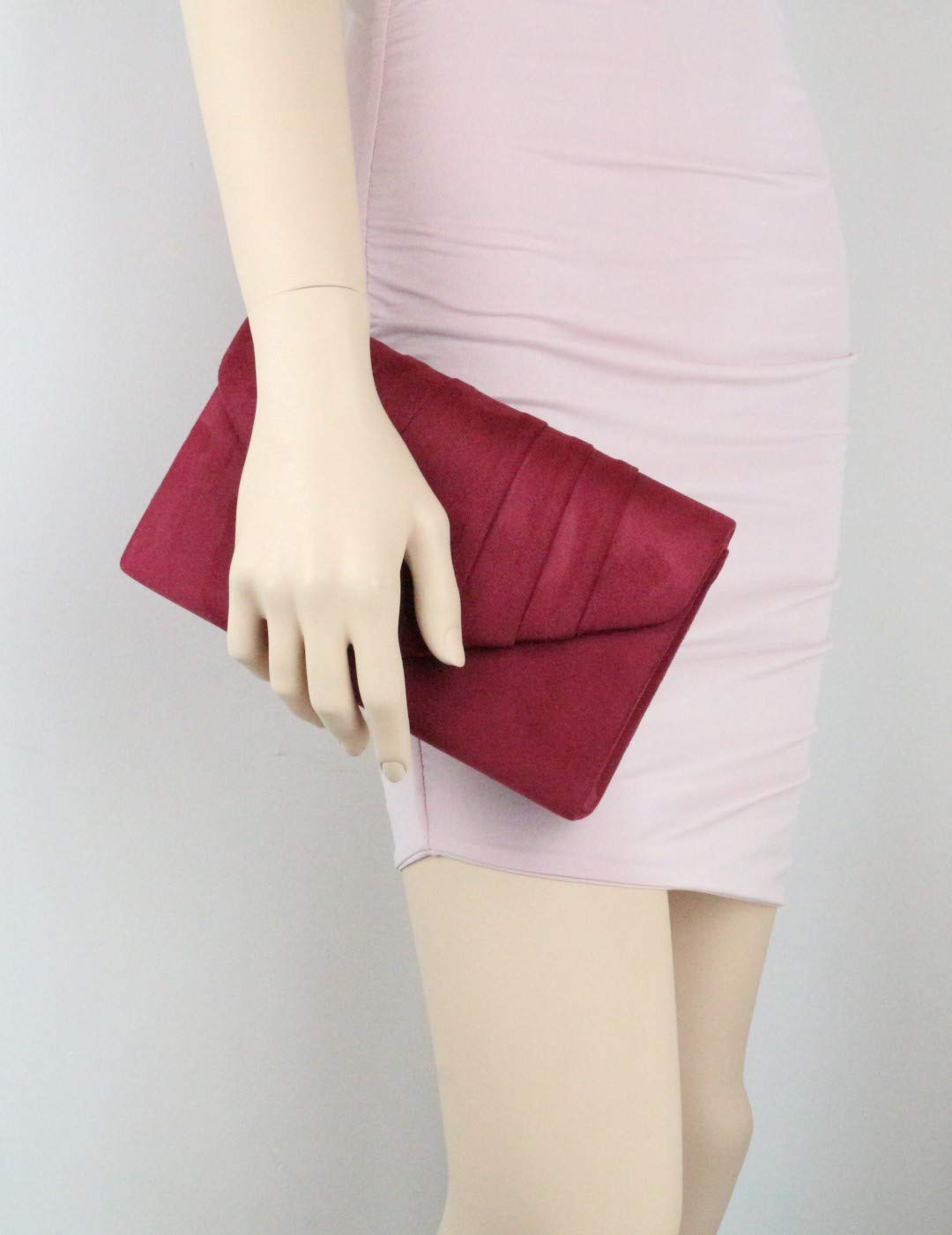 Stylish Women's Faux Suede Pleated Clutch Bag - Elegant Girly Handbag for Evening Parties, Weddings & Date Nights