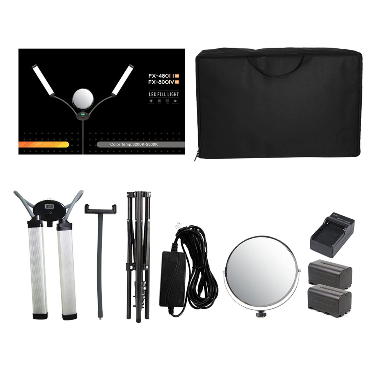 Yidoblo 50W Foldable LED Ring Light with Adjustable Color Temperature 3200K-5500K, USB Charging Port, Tripod Stand & Batteries - Perfect for YouTube Videos, Makeup Tutorials, Photography, and Studio Lighting