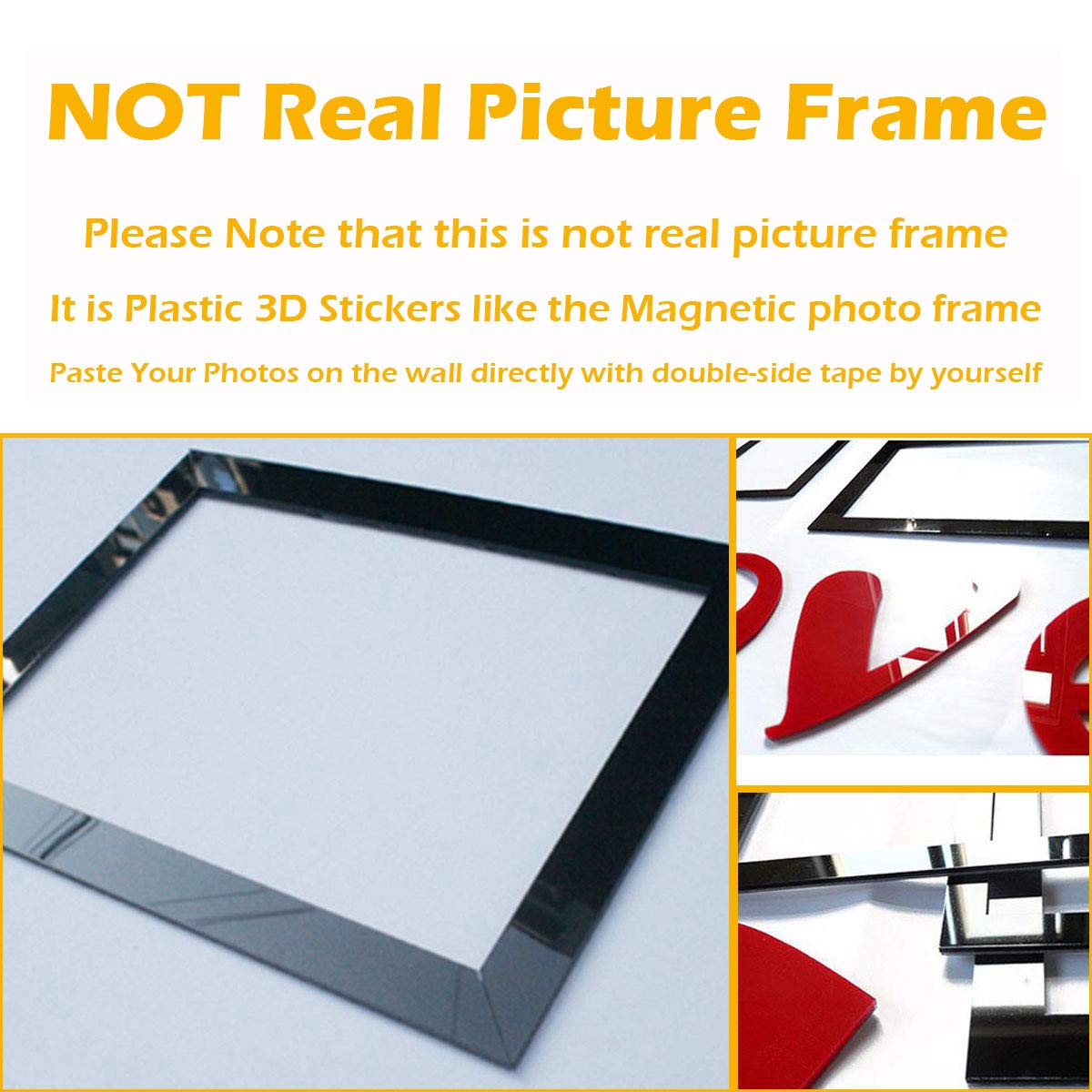 CrazyDeal 3D Wall Decal Stickers with Two 4x6 Photo Frames - Family Picture Collage Decor for Living Room, Bedroom & Home - Perfect for Wall Art, Photo Displays and Home Decoration