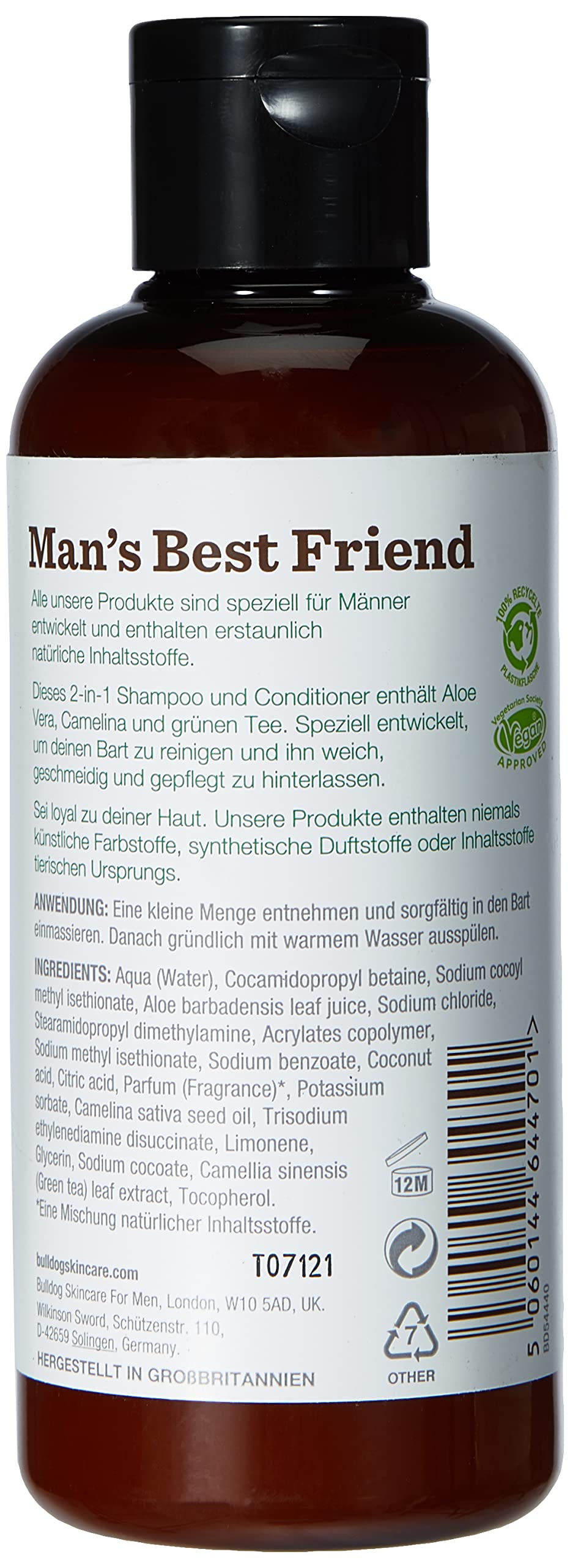 Bulldog Original Beard Shampoo & Conditioner for Men - 200ml (1 Pack) | Gentle Cleansing & Hydration for Thicker, Softer Facial Hair | Perfect for Daily Grooming & Beard Care Routine