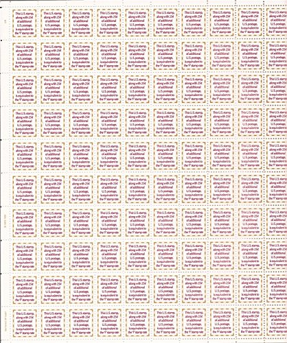 1991 US F Rate Make-Up Stamp Sheet - 100 Stamps MNH #2521 F/VF Condition - Perfect for Collectors, Philatelists & Vintage Envelope Decoration