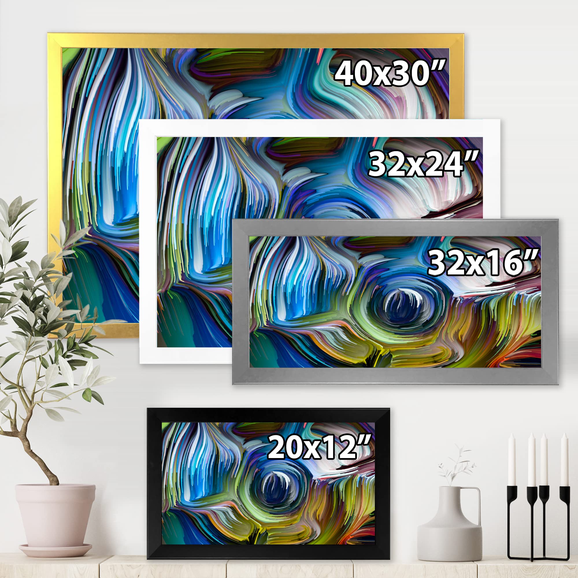DesignQ Colour Fusion Modern Framed Wall Art - Vibrant Abstract Canvas Painting for Living Room, Bedroom & Office Decor | Ready to Hang Home Wall Decorations