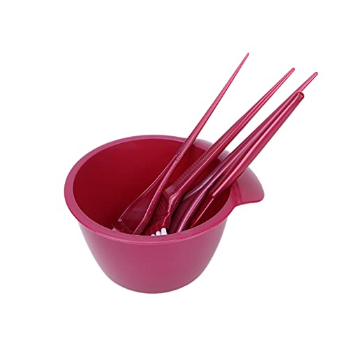 5-Piece Professional Hair Dye Coloring Kit with Color Bowl & Brushes - DIY Hair Bleaching & Coloring Tools (Red) for Salon-Quality Results at Home, Perfect for DIY Hair Color, Highlights, and Ombre Styles