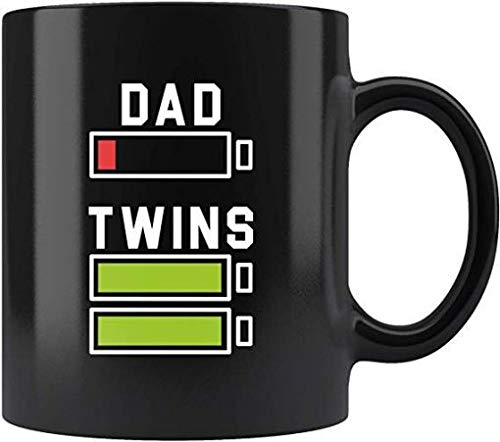 Funny Dad Empty Battery vs Twins Full Batteries 11oz Coffee Mug - Perfect Gift for Father's Day, Birthday & Office Humor