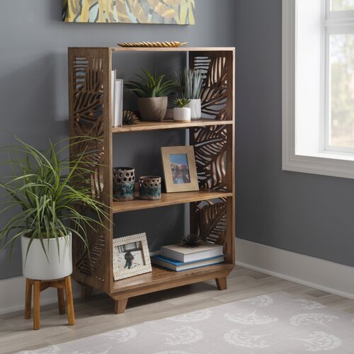 Hand Carved Solid Wood Bookcase - 5 Shelf Standard Book Shelf for Home & Office | Wooden Bookshelf Furniture for Living Room, Bedroom, Study & Library Storage