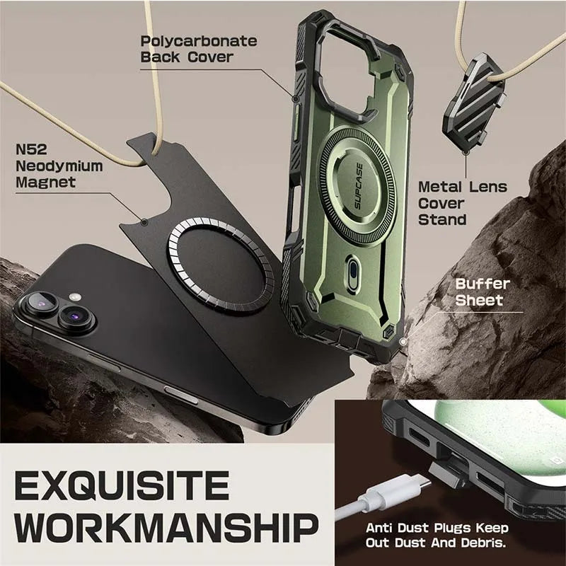 iPhone 16 SUPCASE UB Mag XT Heavy Duty Magnetic Case - Shockproof Protective Cover with Strong Magnetic Mount for Car & Home Use - Perfect for Outdoor Activities, Travel & Daily Protection