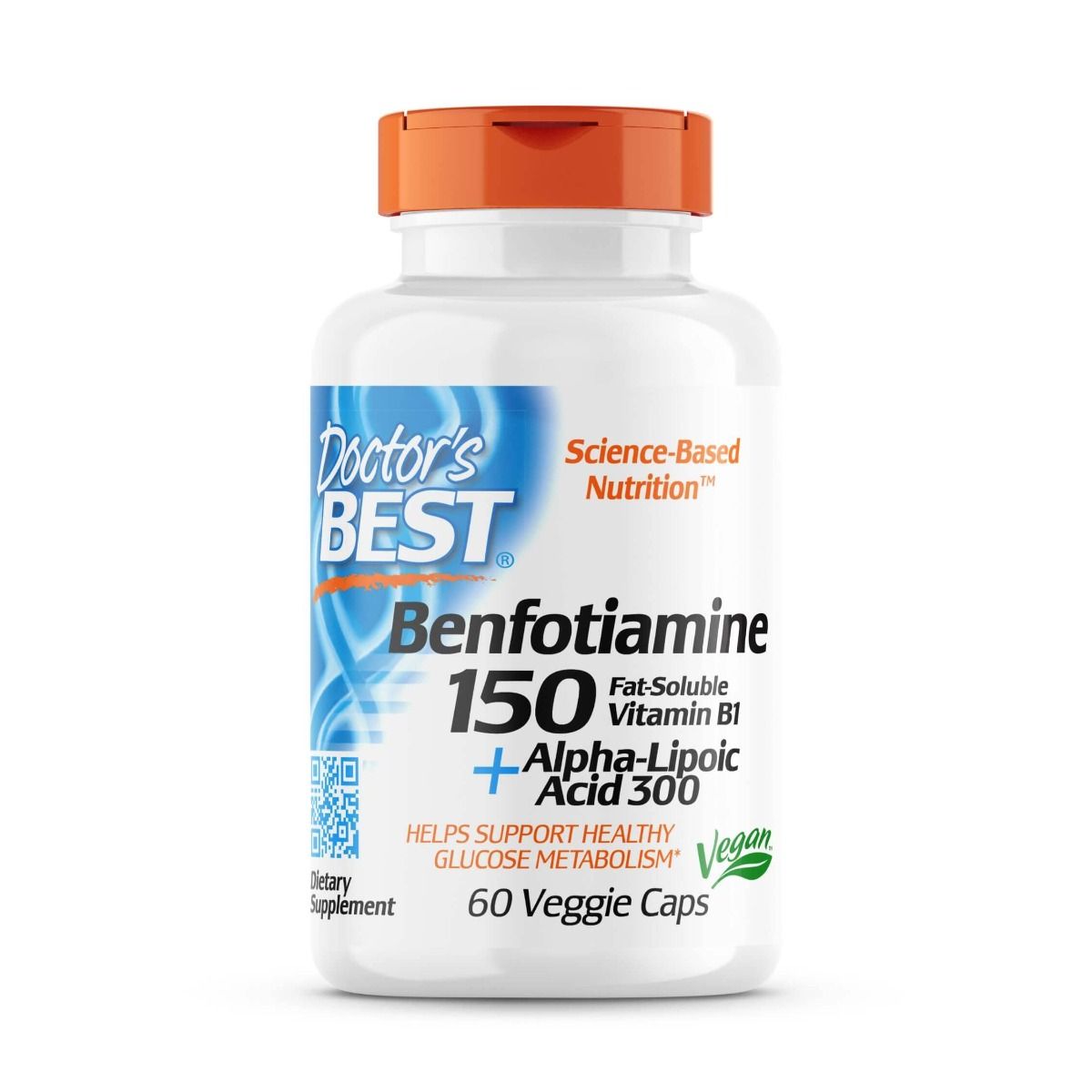 Doctor's Best Benfotiamine 150mg with Alpha Lipoic Acid 300mg - 60 Vegan Capsules for Blood Sugar Support & Nerve Health - Diabetic Neuropathy Relief Supplement