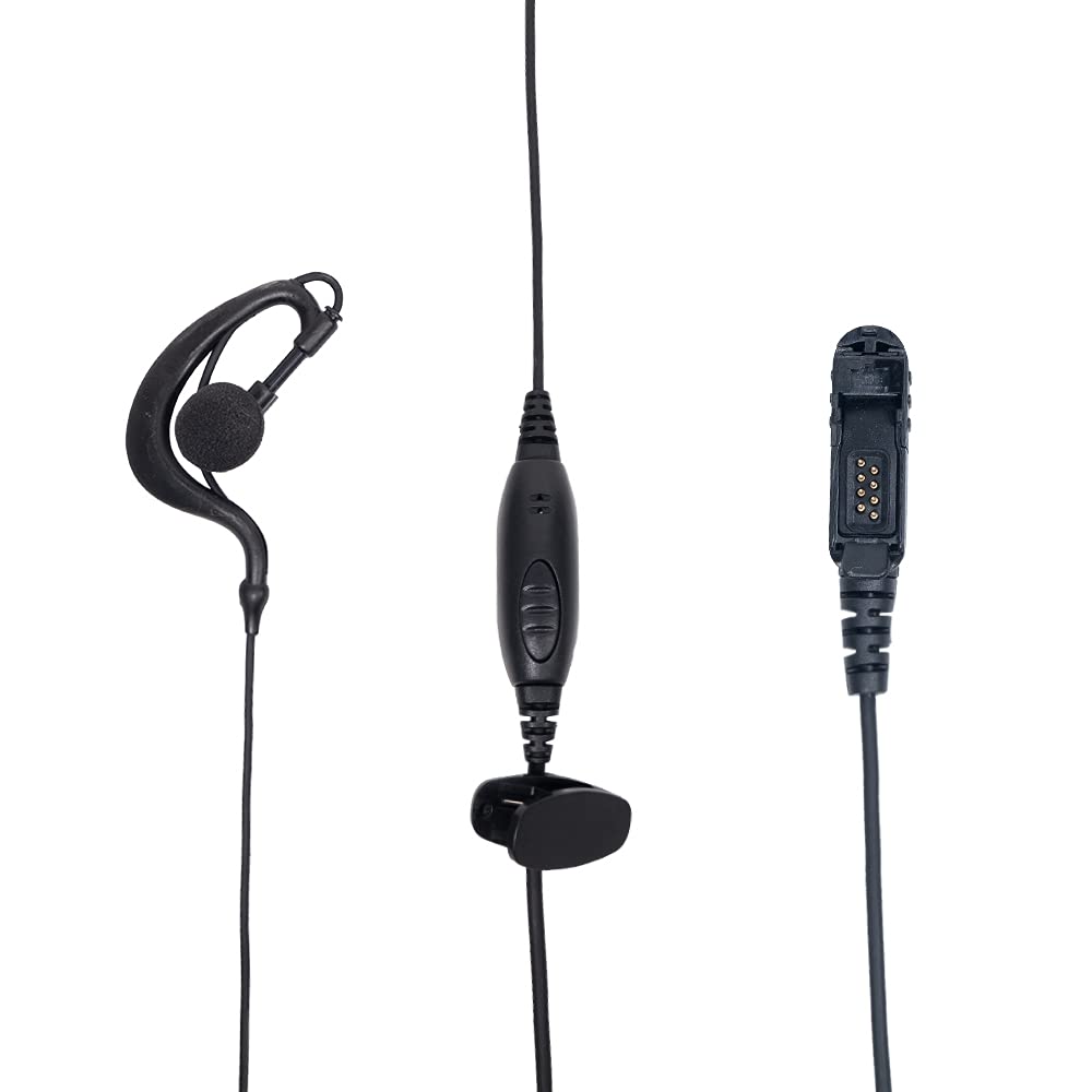 XPR 3500e Earpiece Headset with Mic & PTT for Motorola XPR3500 XPR3000 XPR3300 XPR3300e - G-Shape Two-Way Radio Accessory for Clear Communication in Security, Construction & Event Management