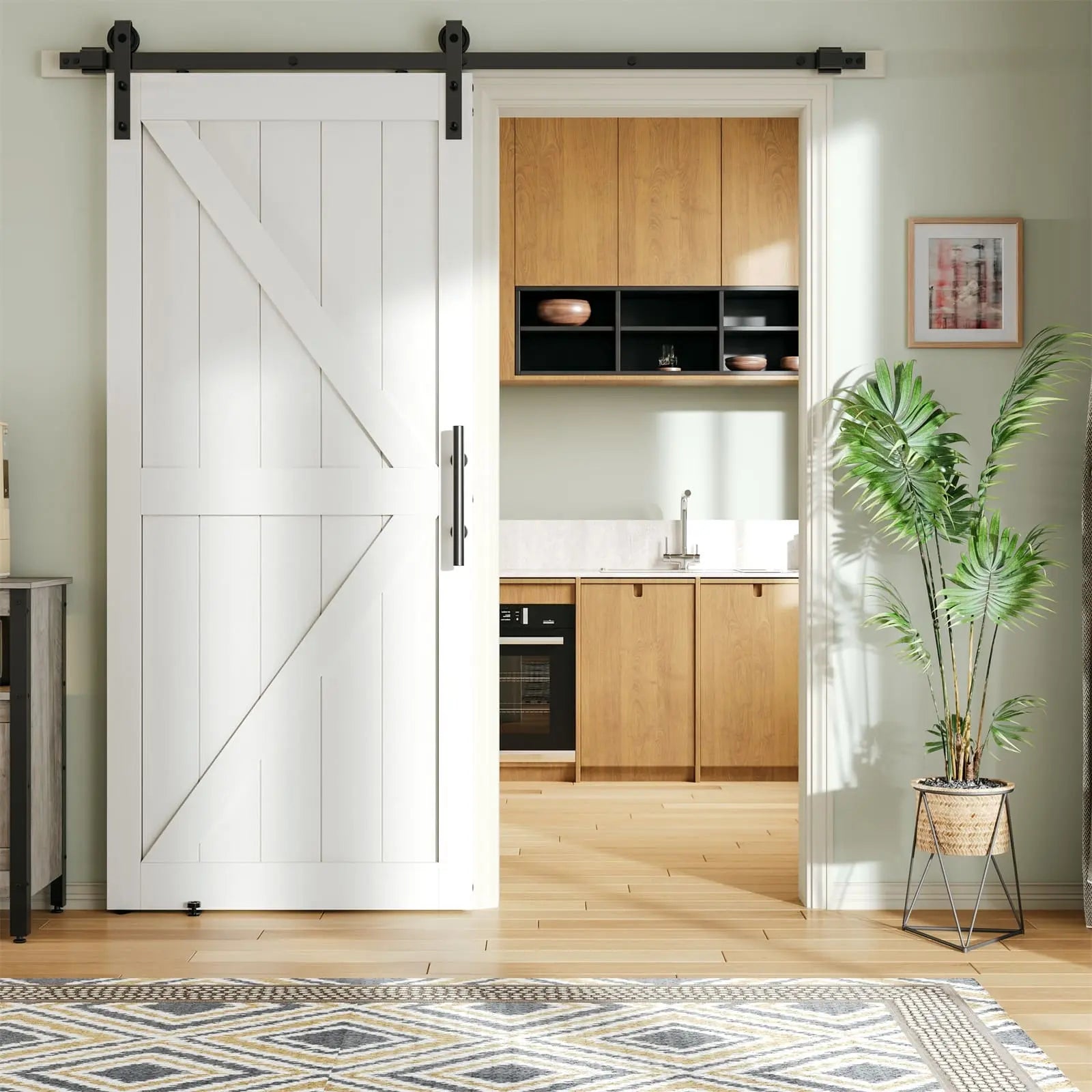 Bestier 36Inch x 84Inch Rustic Sliding Barn Door - Solid Wood, Hardware Included - Perfect for Bedroom, Closet, or Farmhouse Style Home Decor