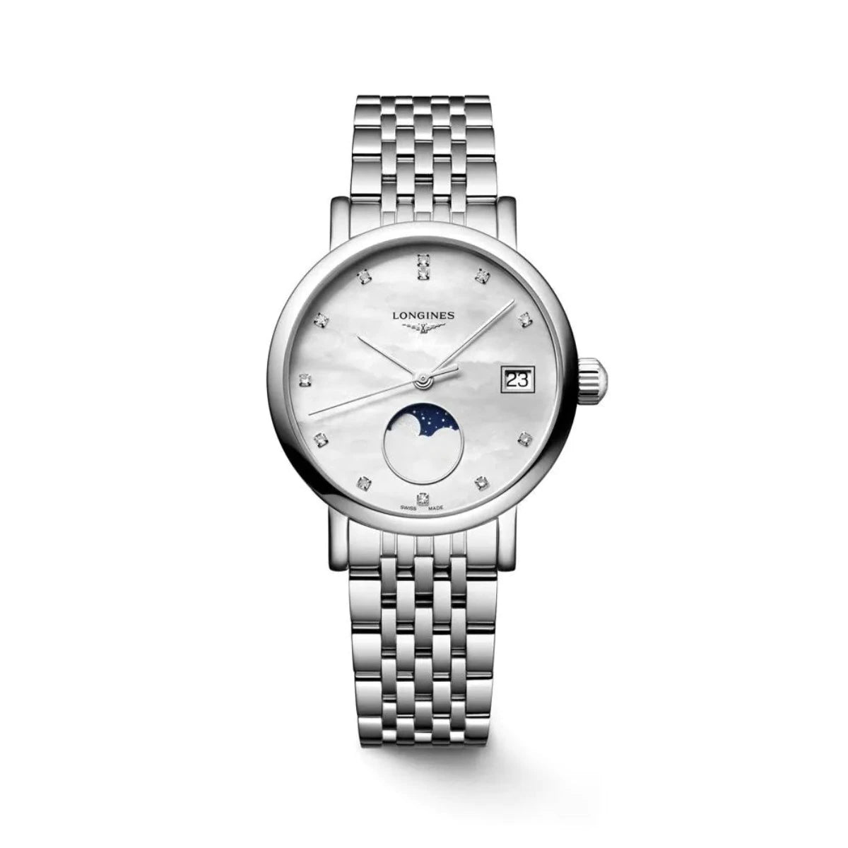 Longines Elegant Collection 30mm Mother of Pearl Quartz Ladies Watch with Diamond Dot Dial - Perfect for Formal Events, Business Meetings & Luxury Gifts