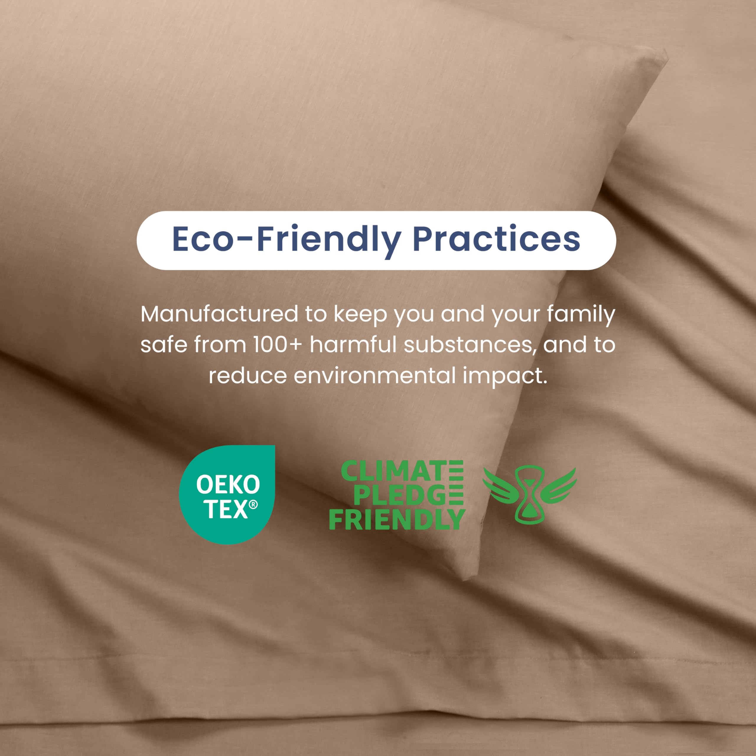3 Piece Twin Sheets Set - Soft Breathable Brushed Cotton Rich Blend Bed Sheets | Lightweight, Wrinkle Resistant, Durable & Easy Care | Secure-Fit Comfort for Kids, Teens & Guest Rooms | Perfect for Dorms, Daybeds & Cozy Bedrooms (Beige)
