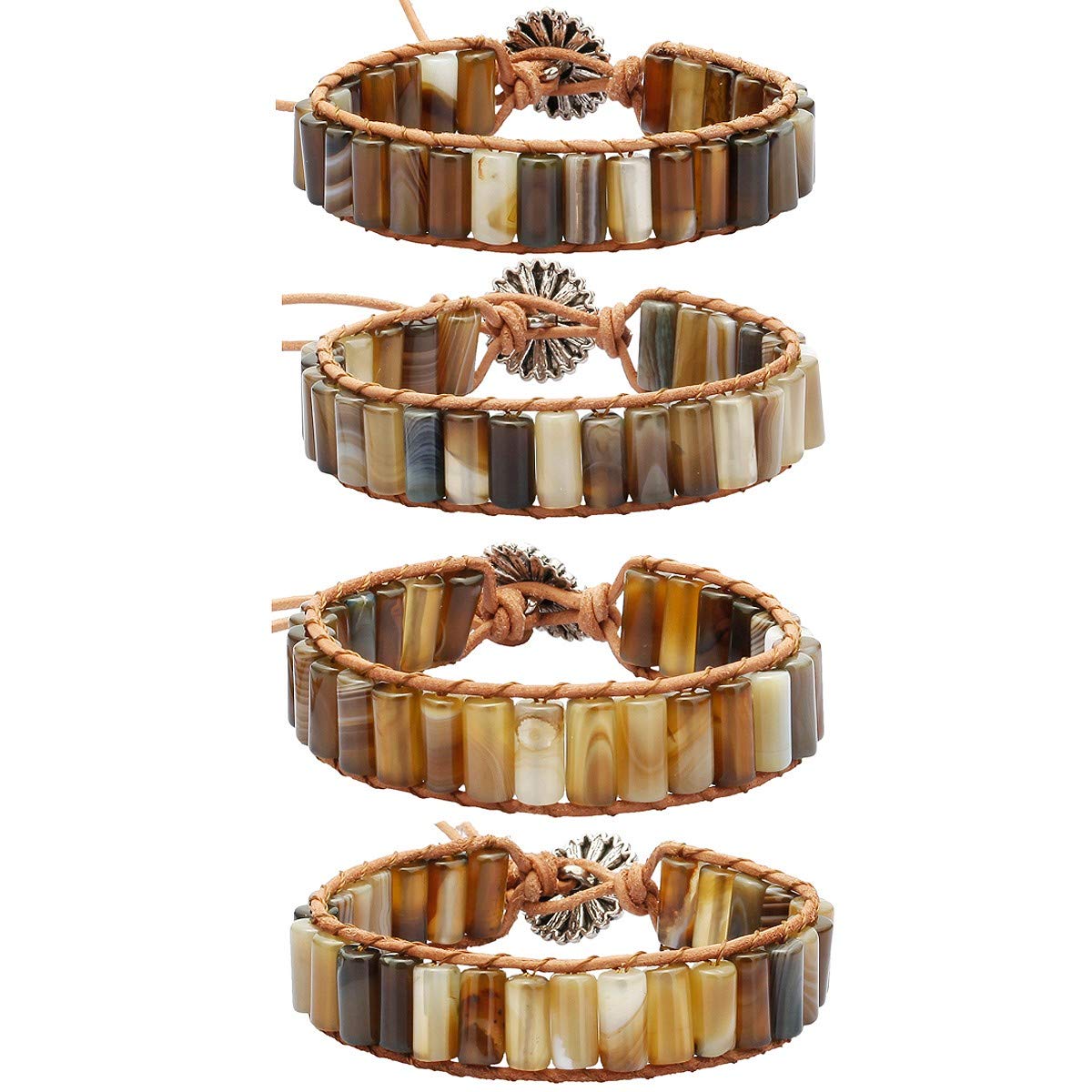 Nupuyai 7 Chakra Yoga Bracelets for Men & Women - Boho Gemstone Leather Woven Bangle for Meditation, Healing & Spiritual Balance | Perfect for Yoga, Reiki, Mindfulness & Boho Fashion