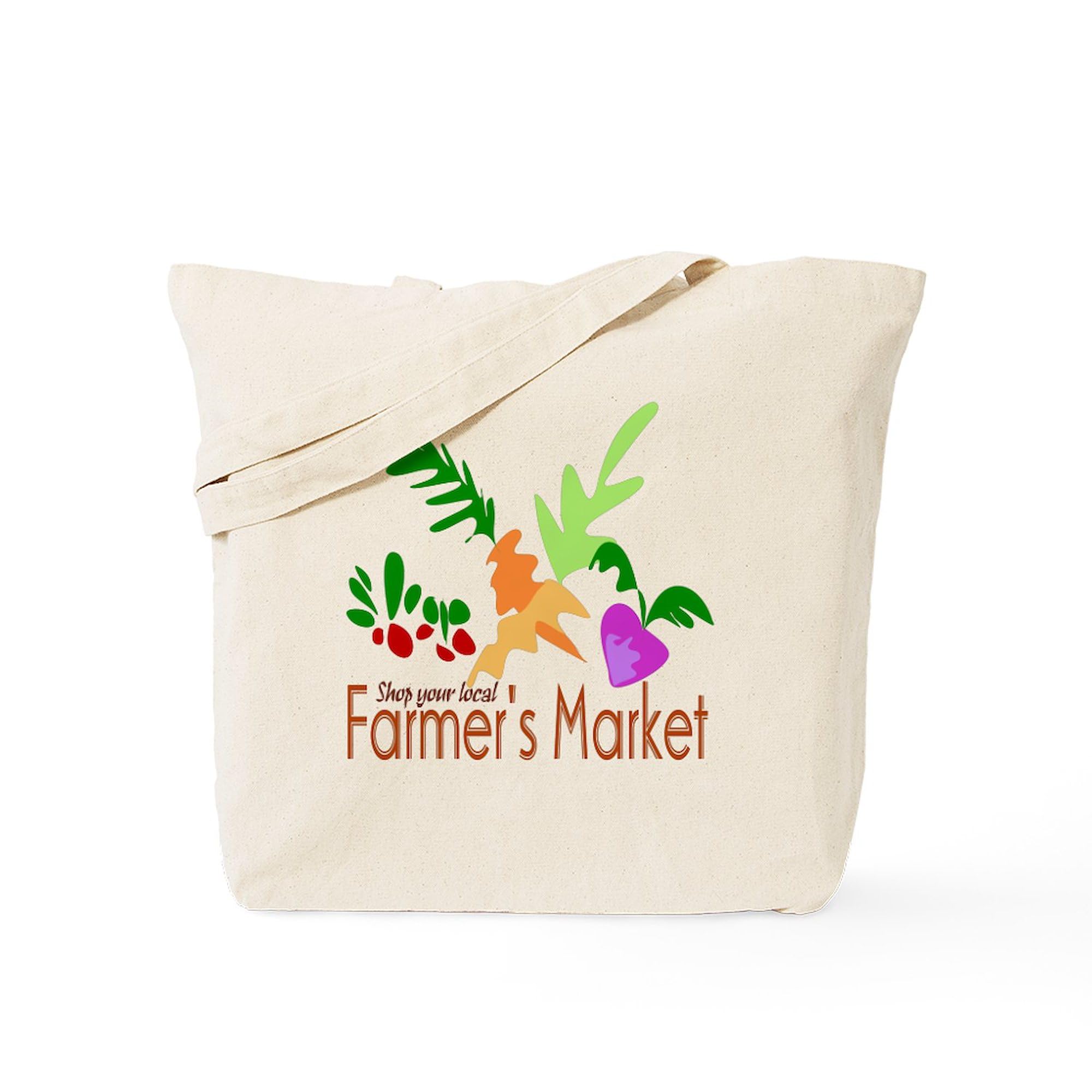 Eco-Friendly Farmer's Market Tote Bag - Natural Canvas Reusable Grocery Shopping Bag - Perfect for Farmers Markets, Grocery Trips & Beach Outings