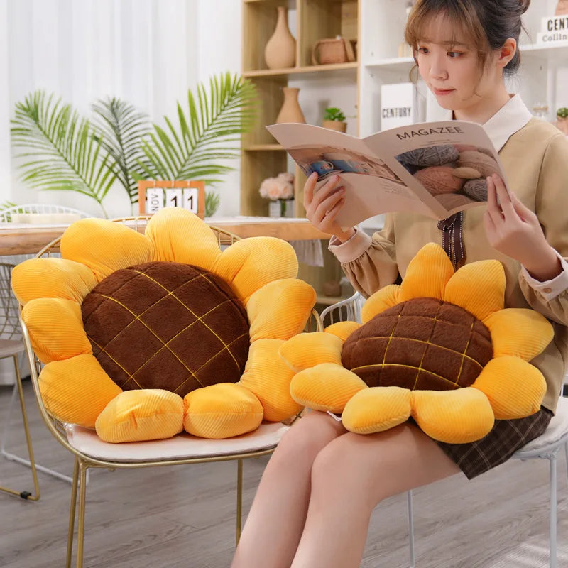 40cm Cute Sunflower Plush Pillow - Soft Stuffed Cushion for Sofa, Bed, Floor Mat - Home Decor & Cozy Gift for Women, Girls (Perfect for Living Room, Bedroom, Dorm Relaxation)