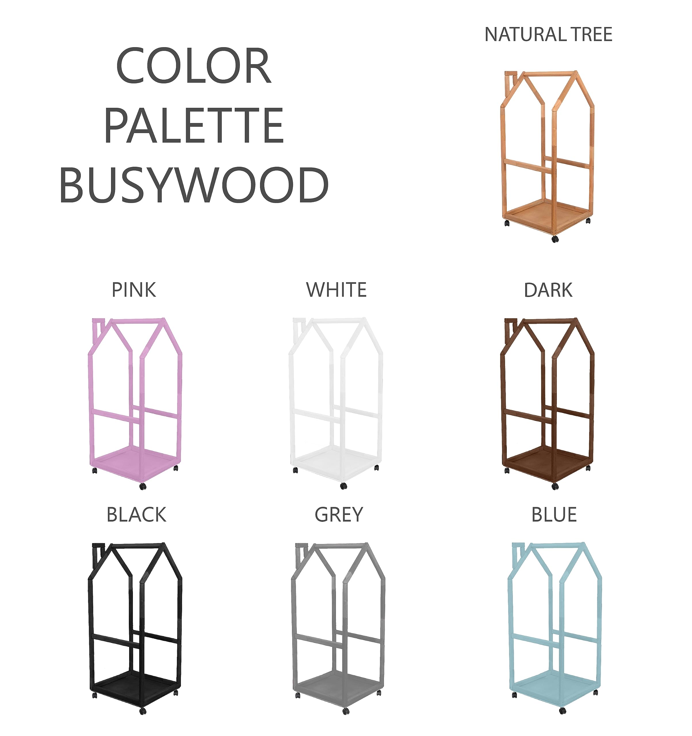 BUSYWOOD Kids Clothes Rack - Adjustable Wooden Toddler Wardrobe with Wheels | Montessori Clothing Organizer & Storage for Children's Clothes | Perfect for Bedroom, Playroom & Daycare Organization