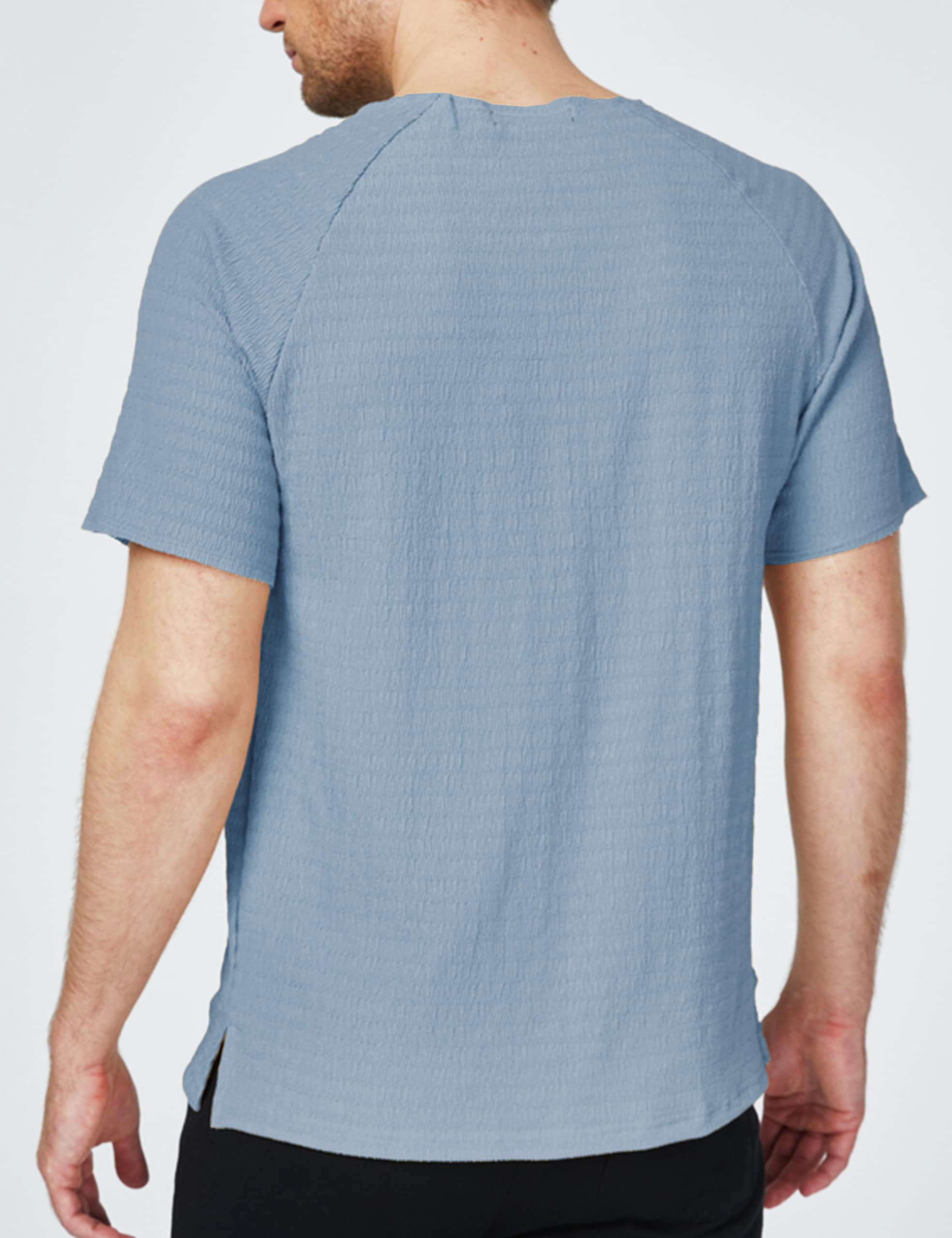 SSLR Men's Henley Shirts - Summer Crewneck Waffle Knit Short Sleeve T-Shirts for Casual Wear & Outdoor Activities