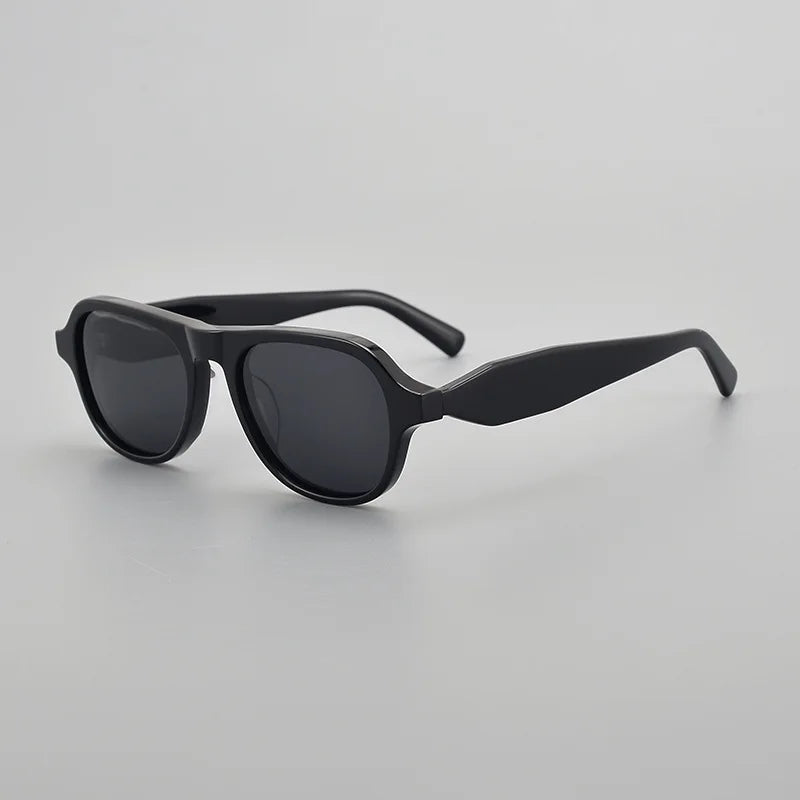 Stylish Unisex Black Square Acetate Polarized Sunglasses for Men & Women - UV400 Protection - Fashionable Eyewear for Driving, Beach & Outdoor Activities