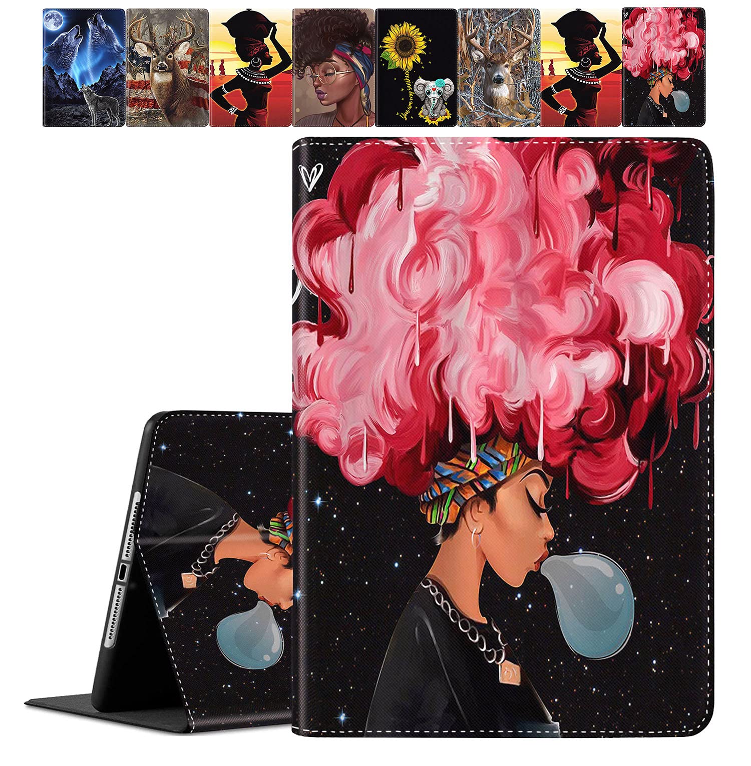 Shockproof Protective Case for iPad 9.7 inch (5th/6th Gen, iPad Air 2, iPad Air) - Slim Soft Rubber Back Cover with Auto Wake/Sleep | African American Girl Design | Perfect for Work, School & Travel
