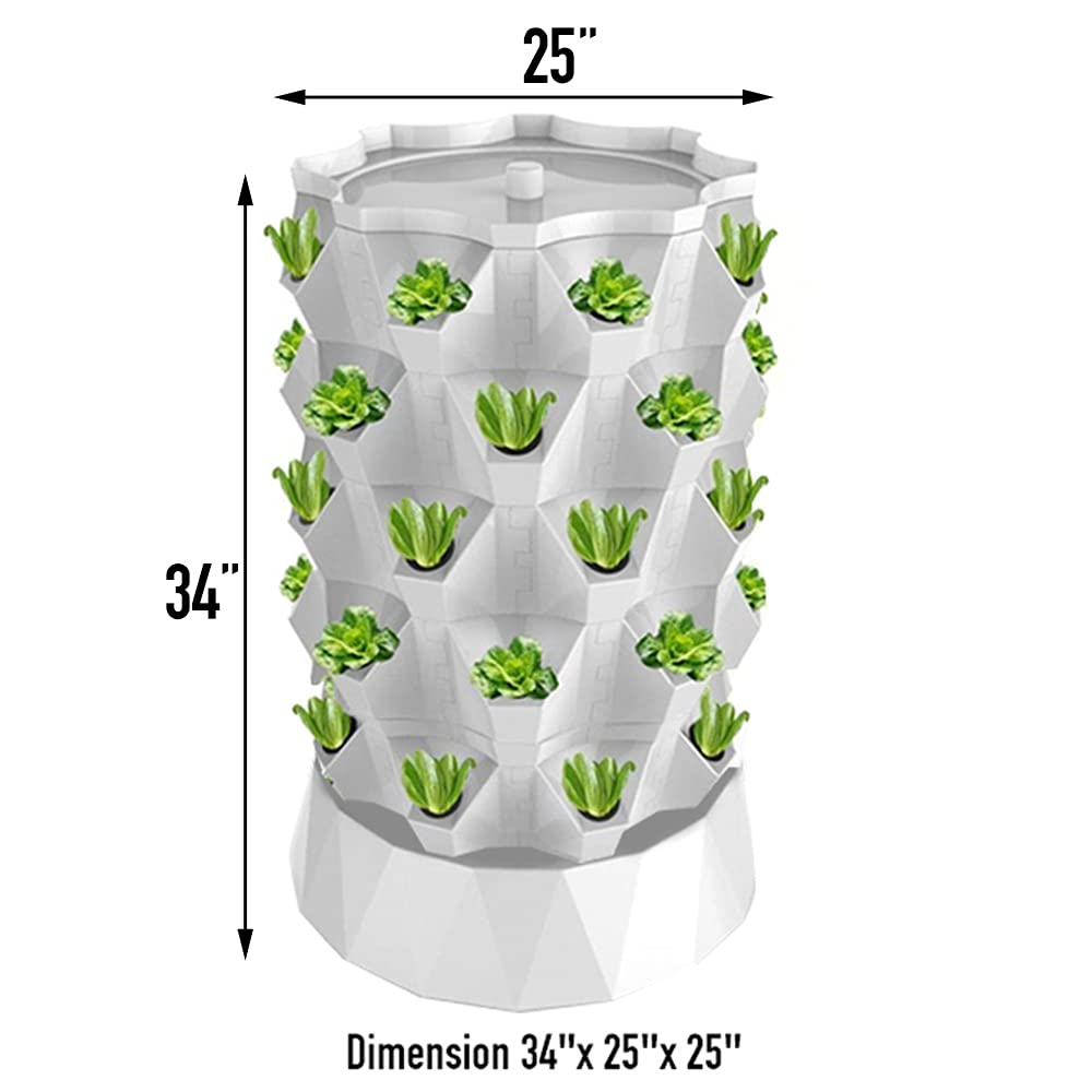 40-Pot Hydroponic Tower System - Indoor/Outdoor Aeroponics Grow Kit for Herbs, Vegetables & Fruits - Includes Pump, Adapter, Seedling Tray & Net Pots - Perfect for Home Gardening, Urban Farming & Sustainable Agriculture